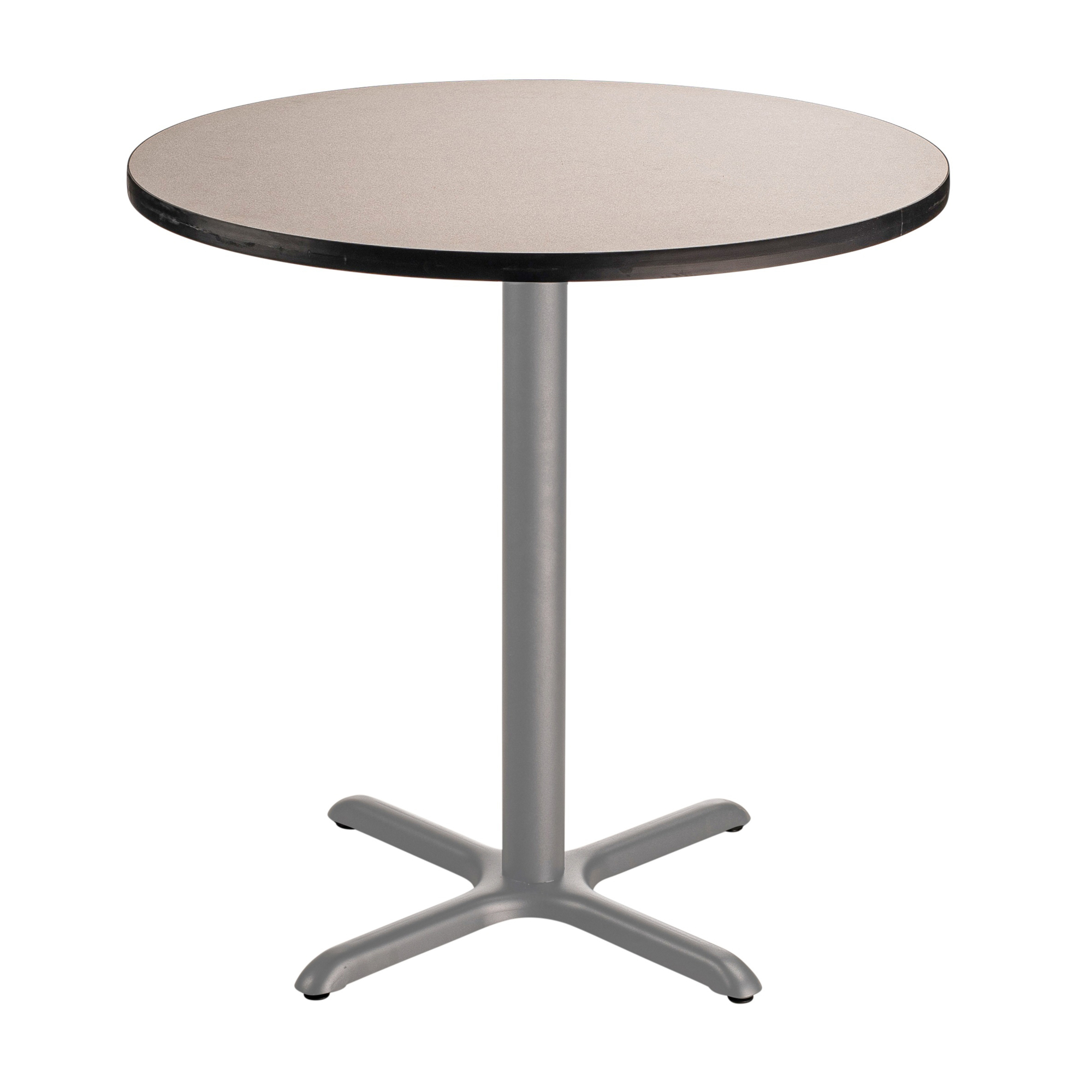 National Public Seating, Cafe Table, 36x36x36 Round "X" Base, Height 36 in, Model# CTG13636XCPBTMGY