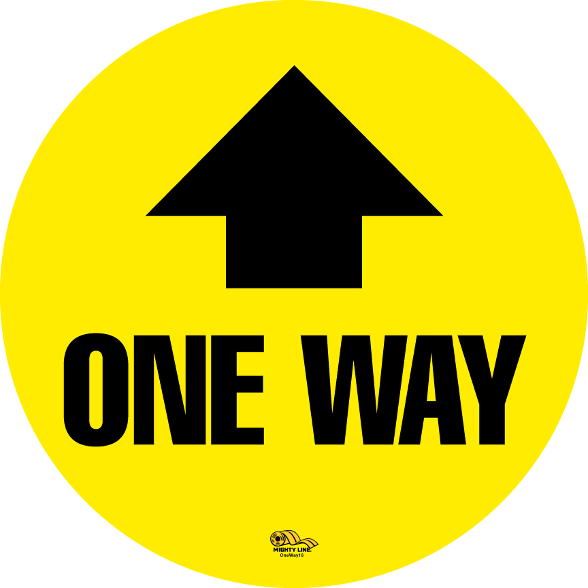 Mighty Line, One Way Floor Sign, Yellow, 16in., Height 16 in, Width 16 in, Model# oneway16