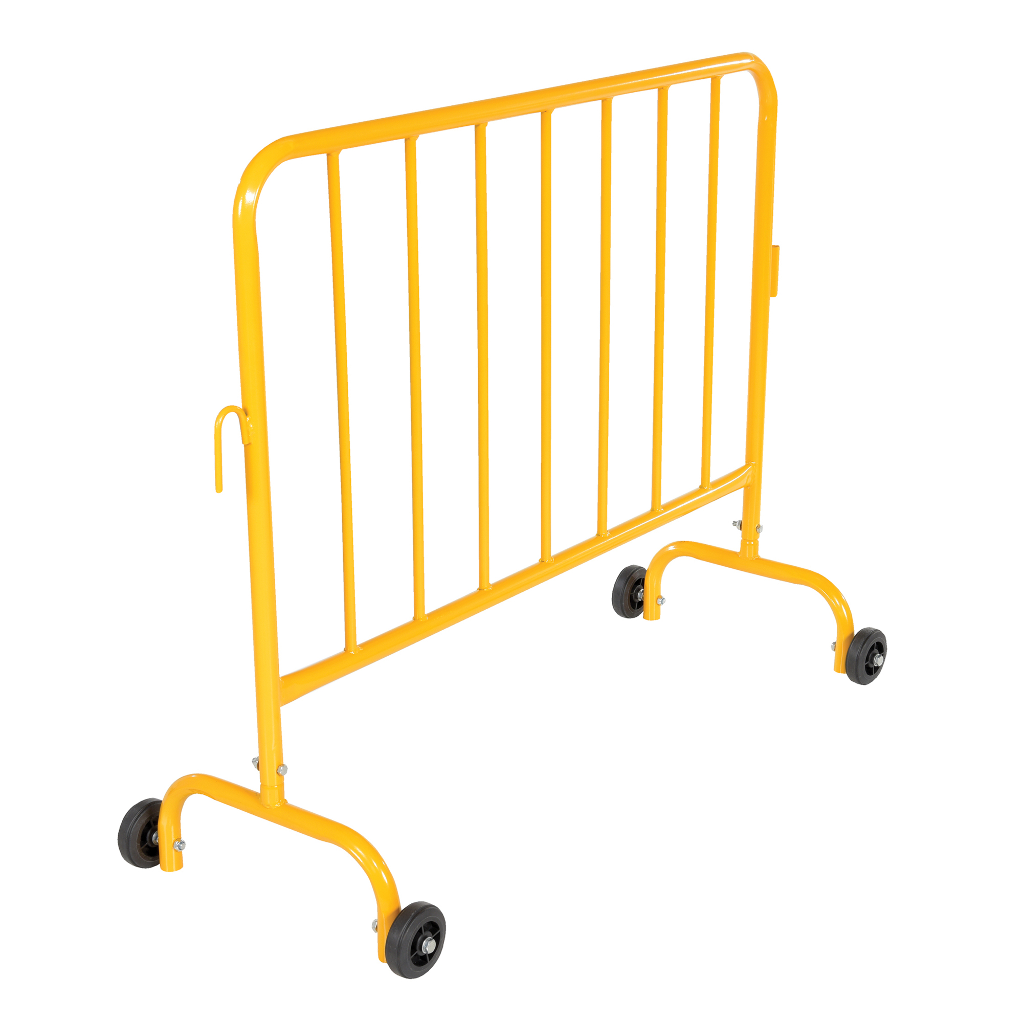 Vestil Crowd Control Interlocking Barrier - 20.125in. Width, Wheeled Feet, Steel, Yellow, Model# PRAIL-48-Y-WW