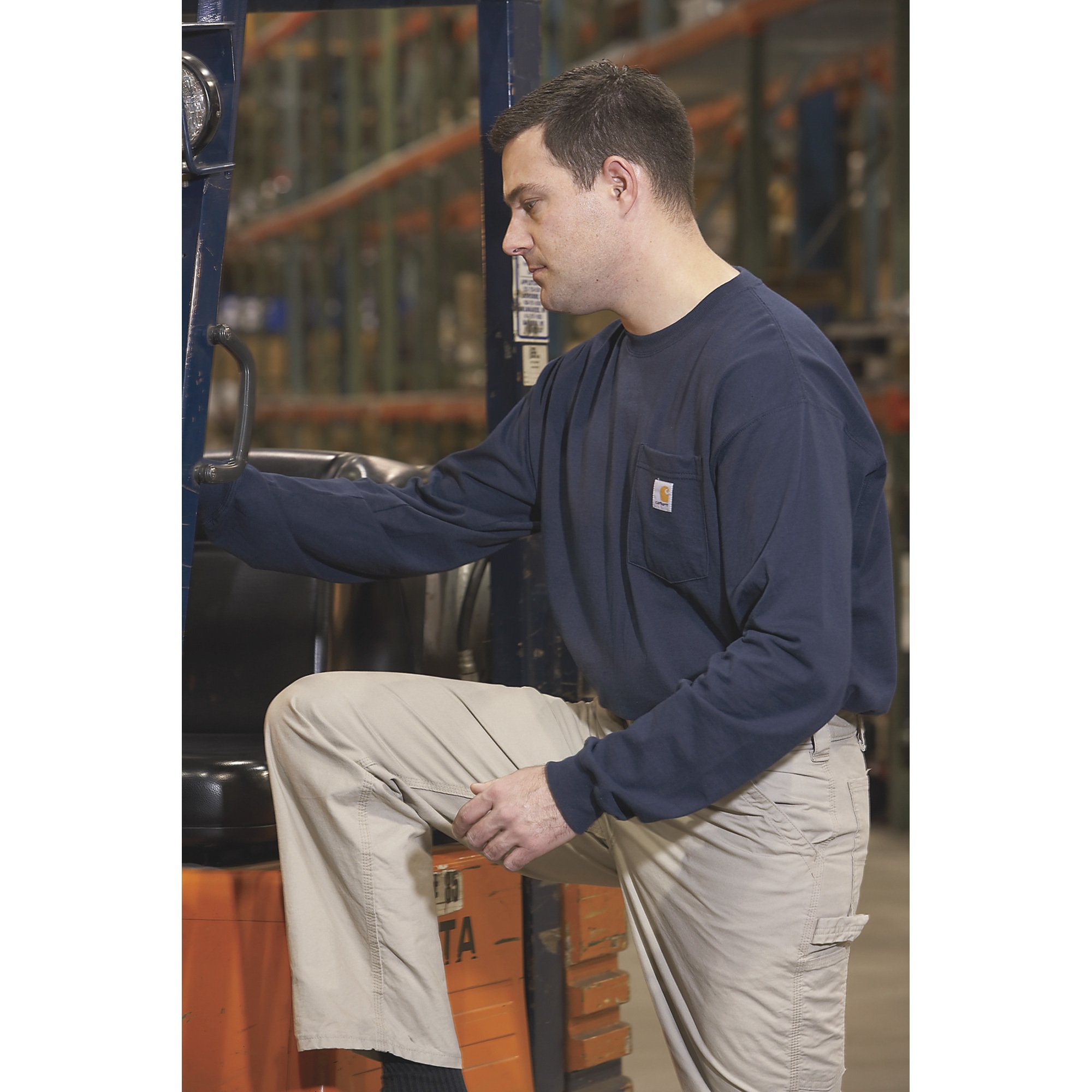 Carhartt Men\'s Workwear Long Sleeve Pocket T-Shirt - Navy, 2XL, Regular  Style, Model# K126 | Northern Tool