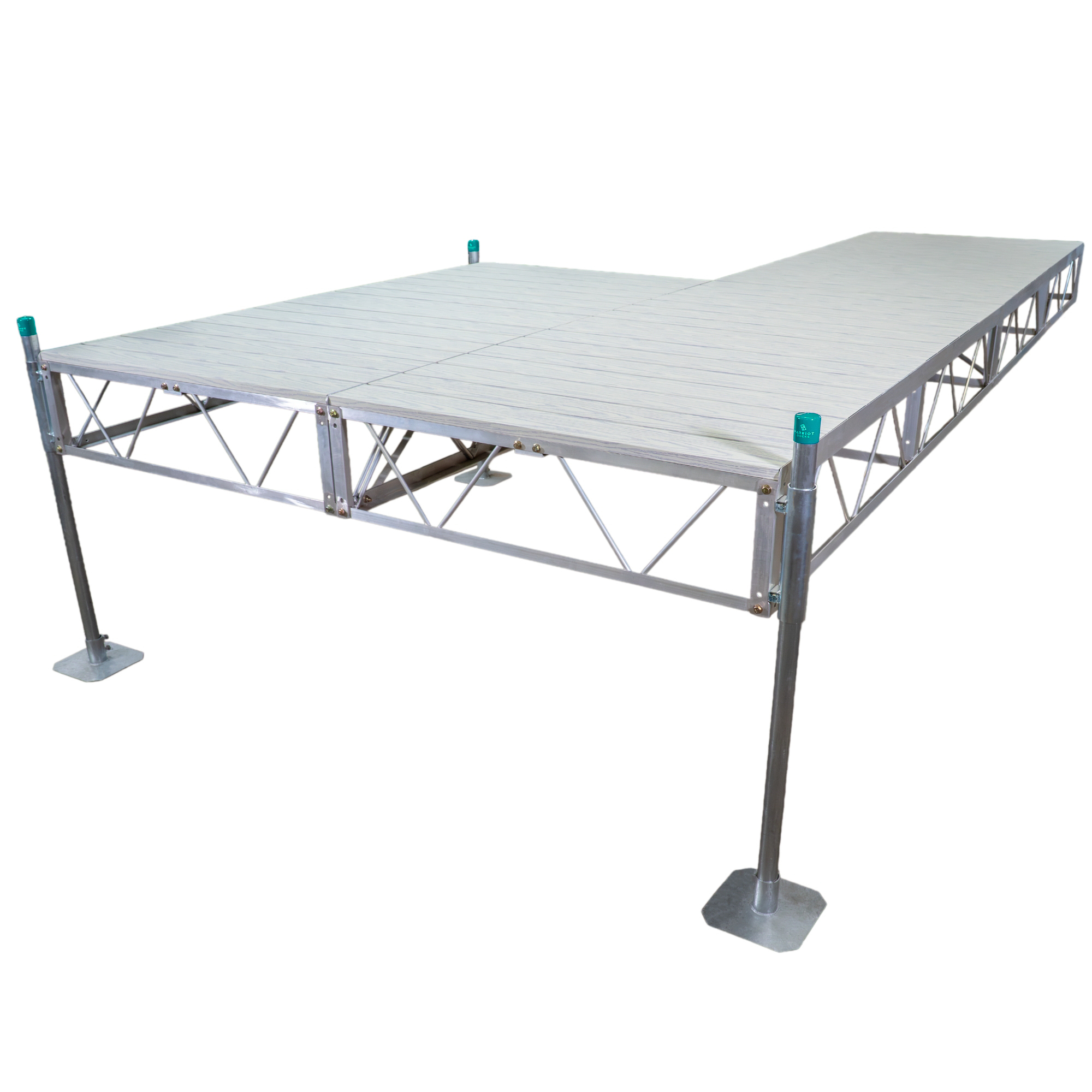 Patriot Docks 16' Patio Stationary Pipe Dock with Gray Aluminum Decking