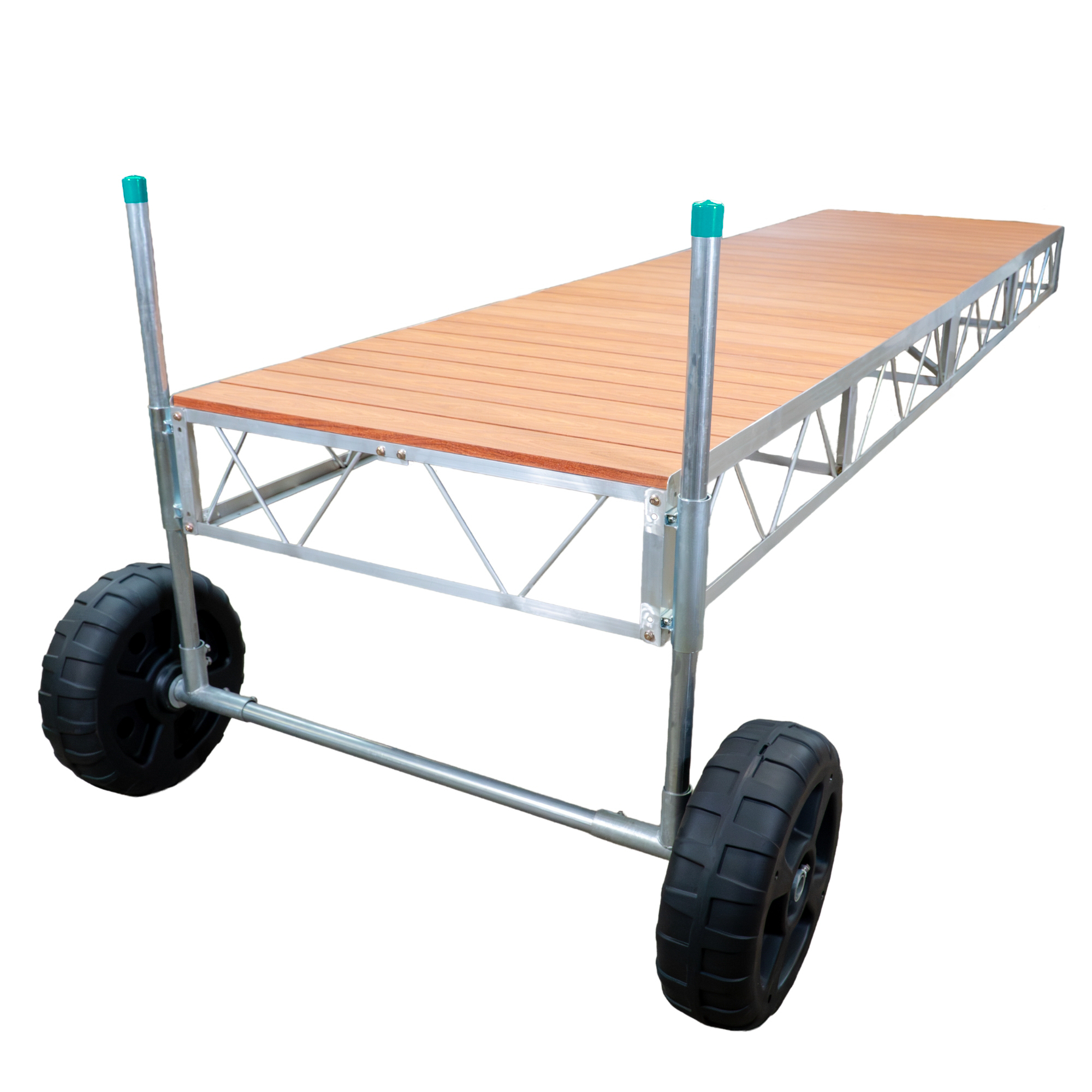 Patriot Docks 24' Straight Roll-In Pipe Dock with Brown Aluminum Decking