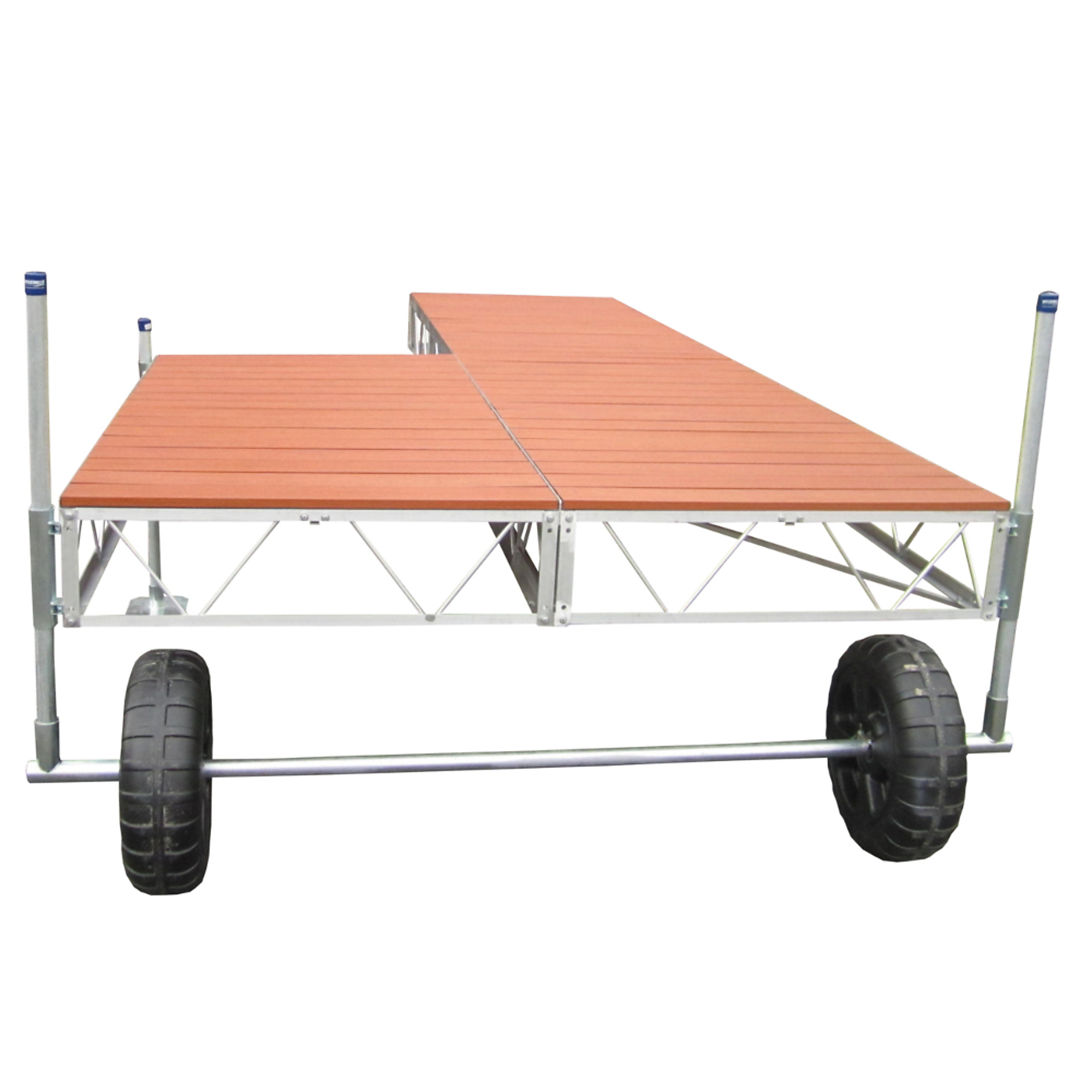 Patriot Docks 32' Patio Roll-In Pipe Dock with Brown Aluminum Decking