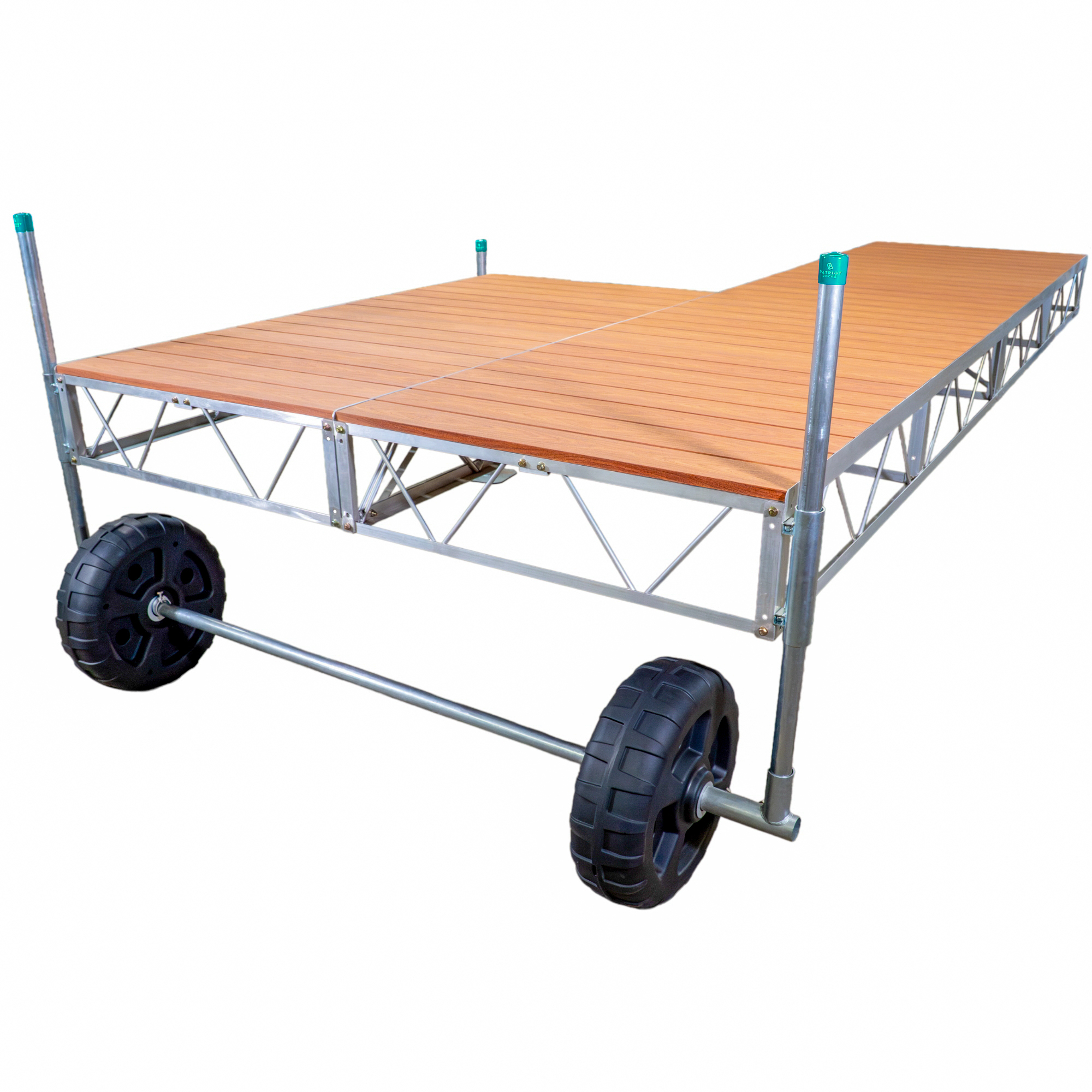 Patriot Docks 40ft. Patio Roll-In Pipe Dock — Brown Aluminum Decking, Model# D-11253