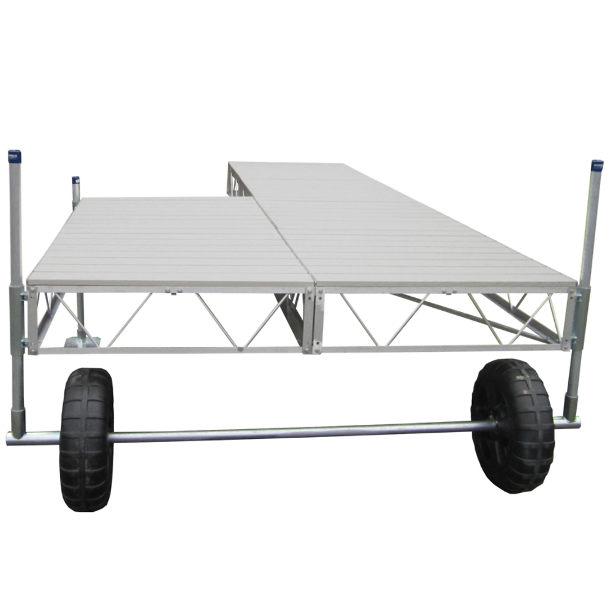 Patriot Docks 40' Patio Roll-In Pipe Dock with Gray Aluminum Decking