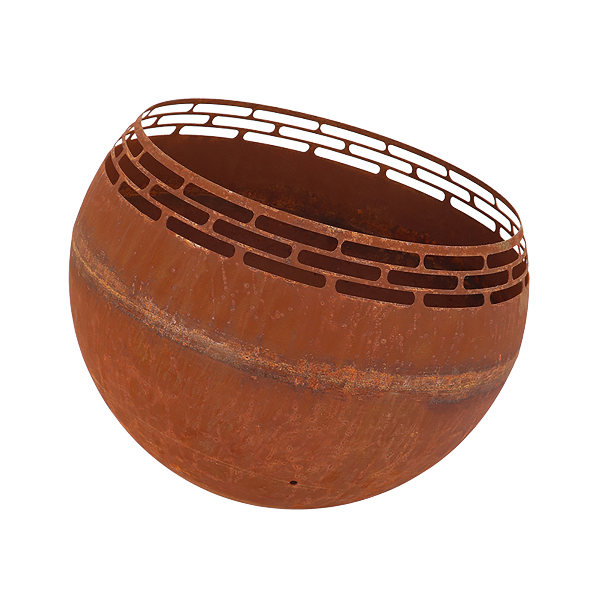 Esschert Design, Fire Ball w/Lines, Steel, Rust, Model# FF503