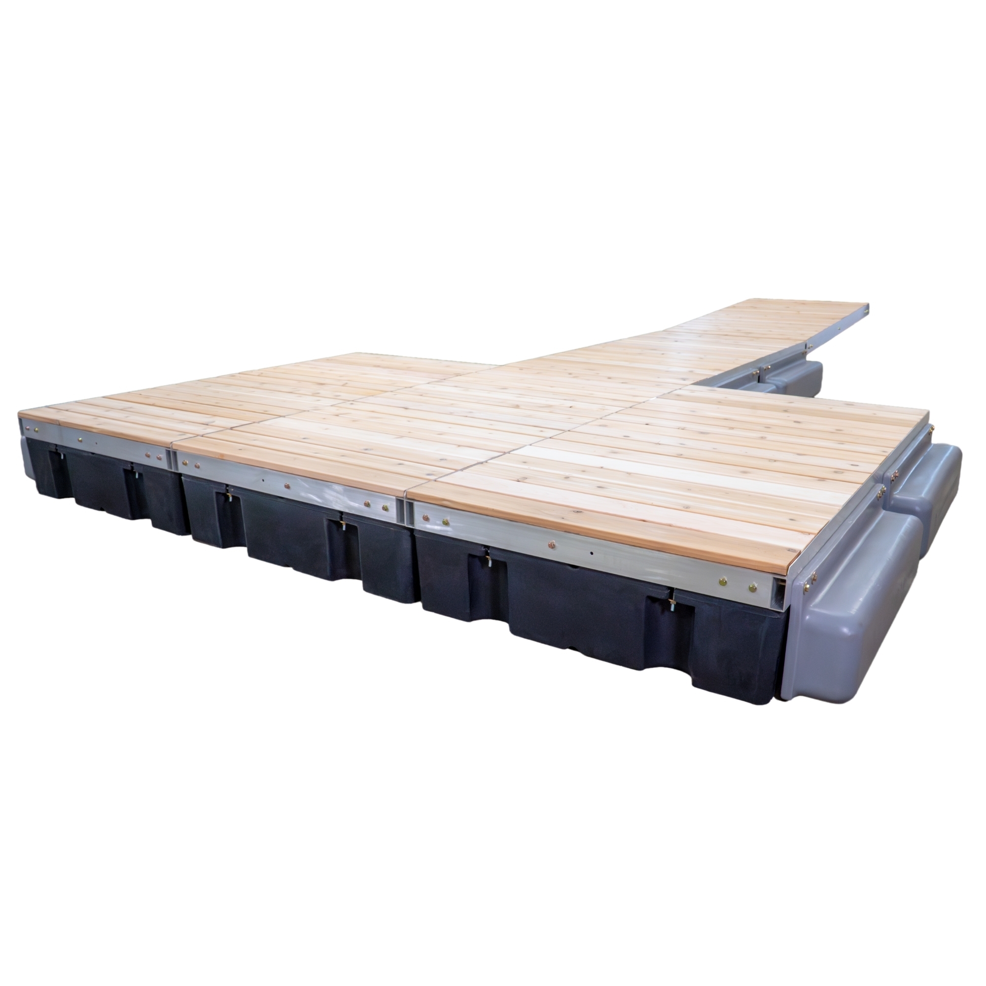 Patriot Docks 32' T-Shaped Low-Profile Premium Floating Dock with Cedar Decking