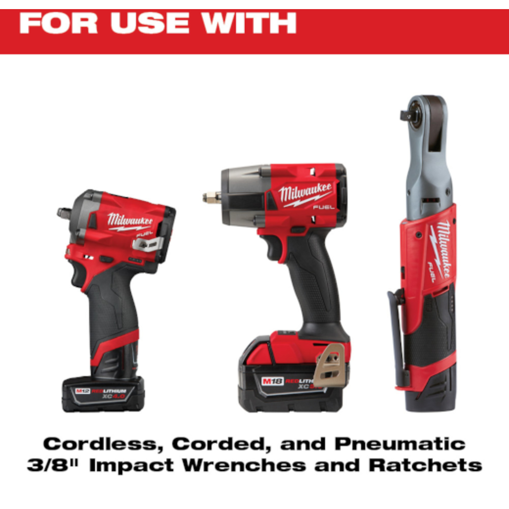 UA Milwaukee 3 Piece Shockwave Impact Duty 3/8