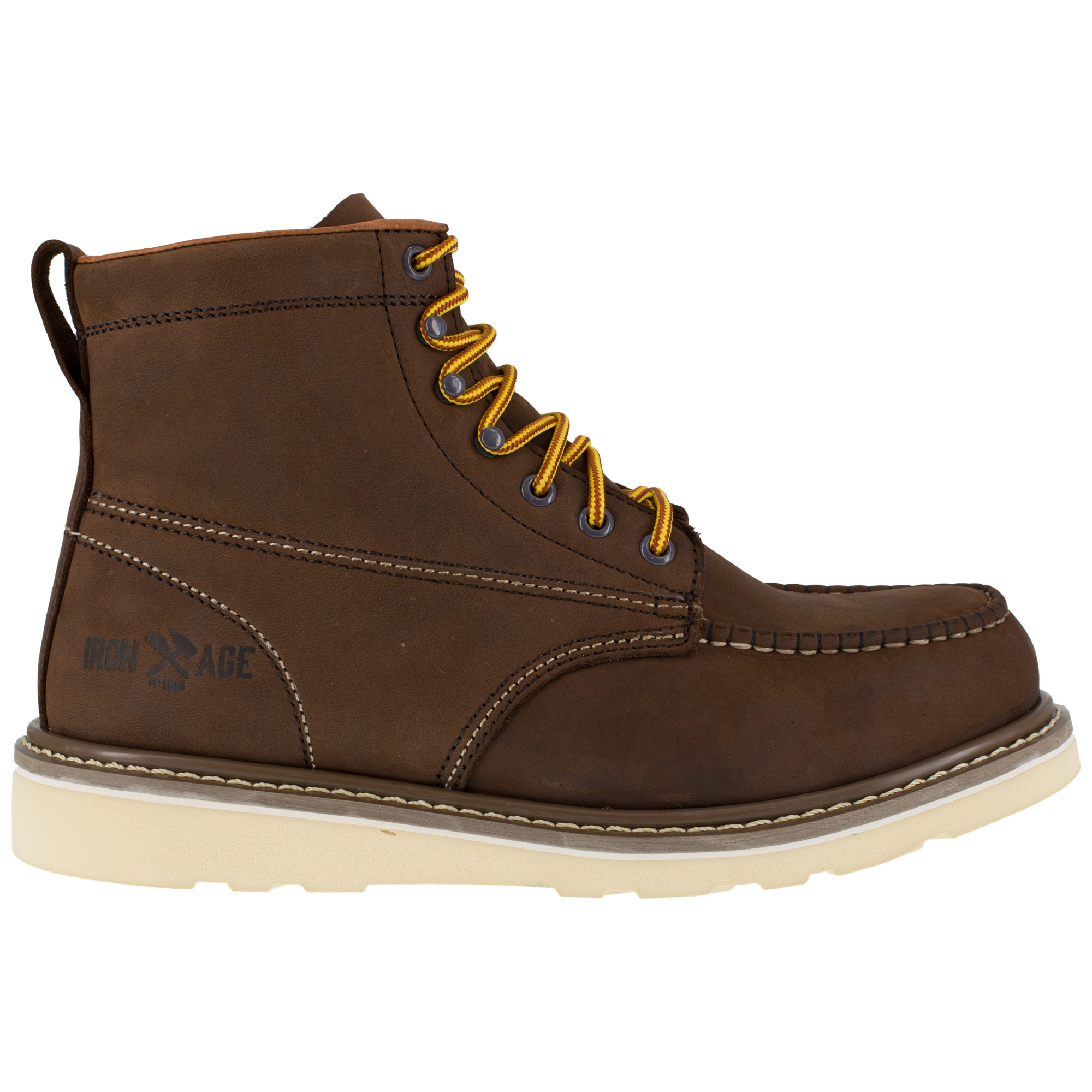 Iron Age, 6in. Wedge Work Boot, Size 7 1/2, Width Medium, Color Brown, Model# IA5061