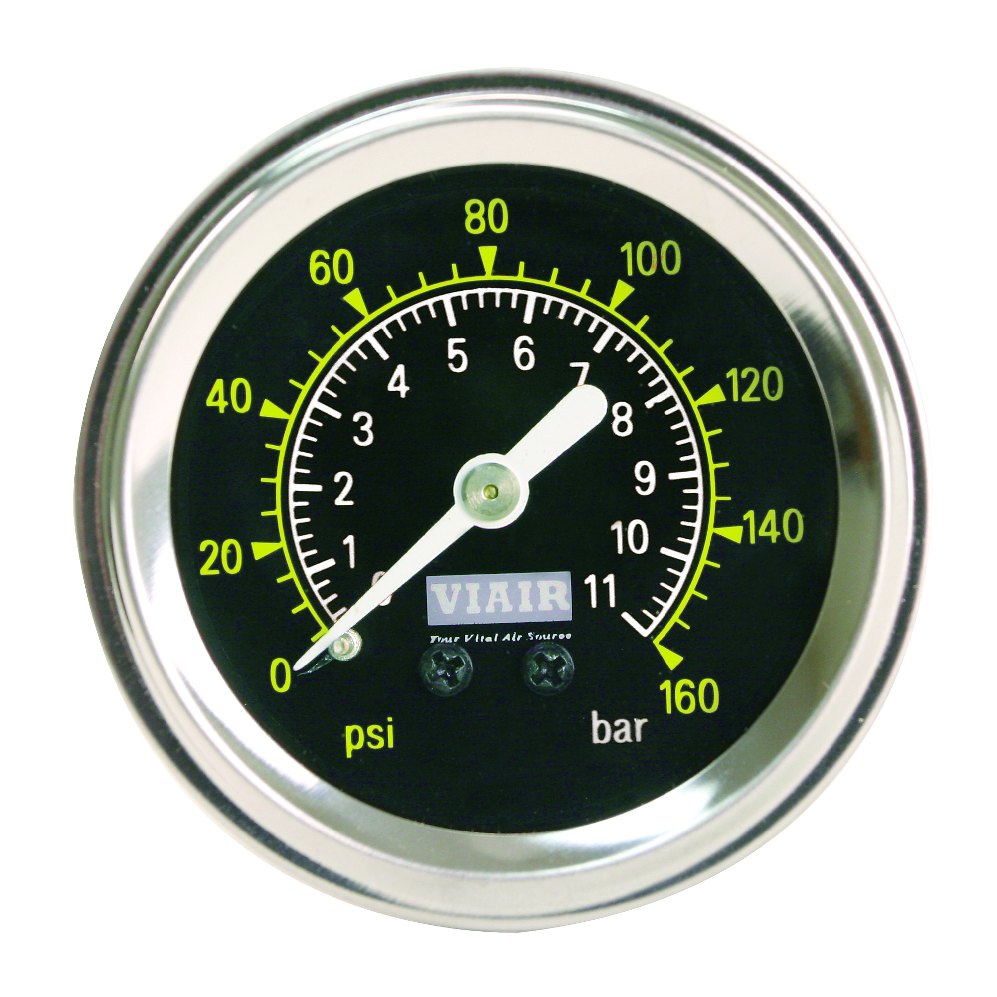 Viair Single-Needle Air Gauge - 1.5in., 160 PSI, Black Face, Model# 90085