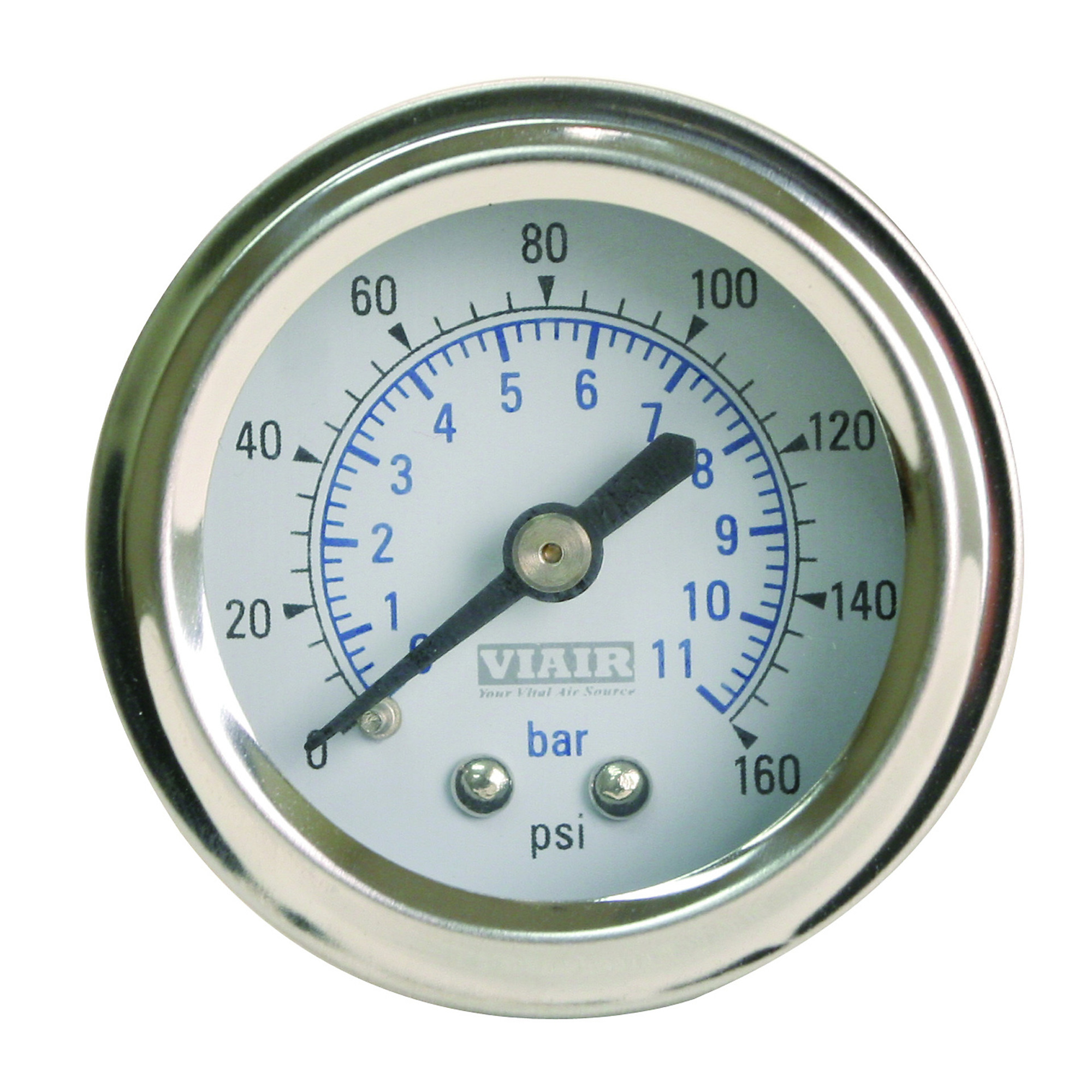 Viair Single-Needle Air Gauge - 2in., 160 PSI, White Face, Model# 90087