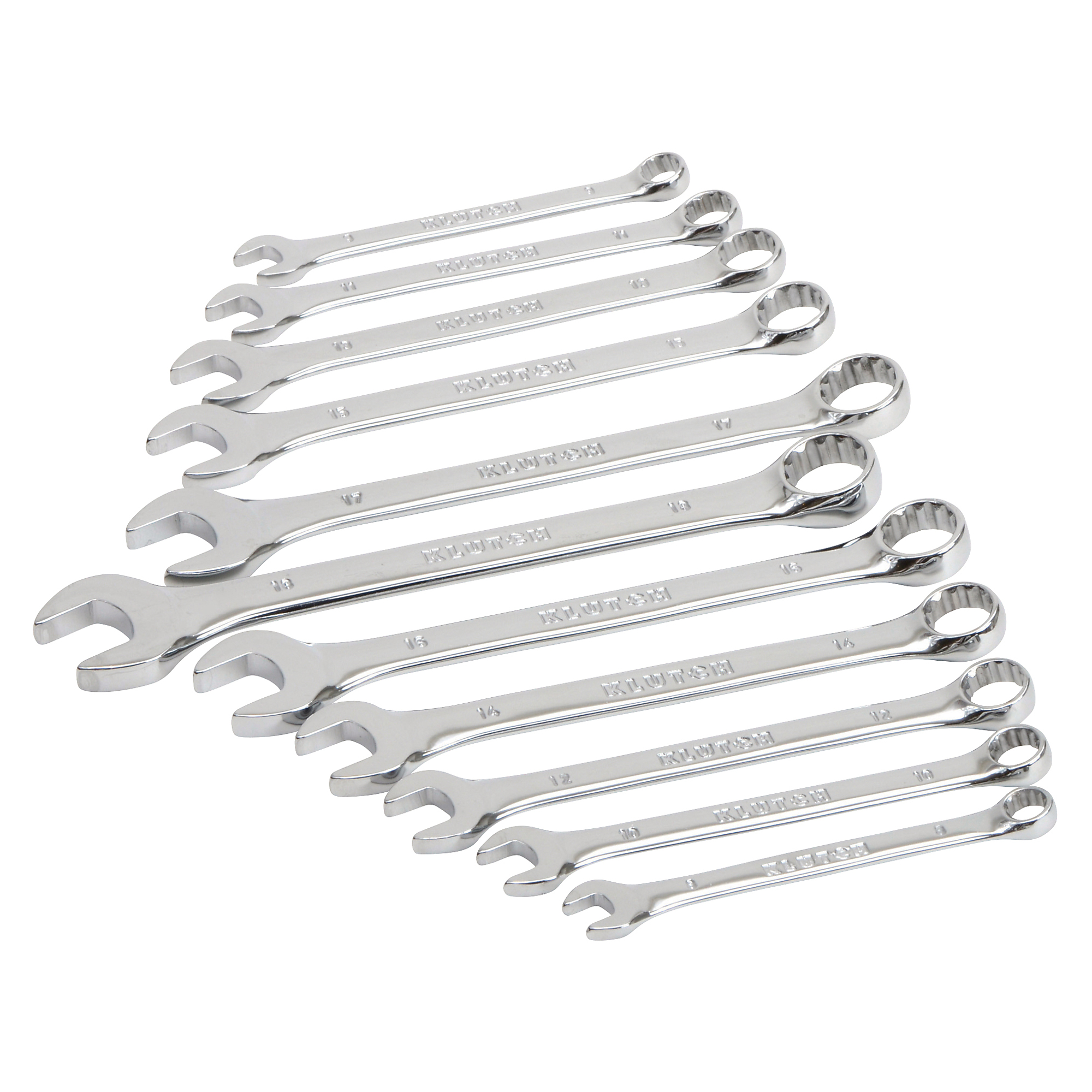 Klutch 11-Pc. Combination Metric Wrench Set with Full Polish