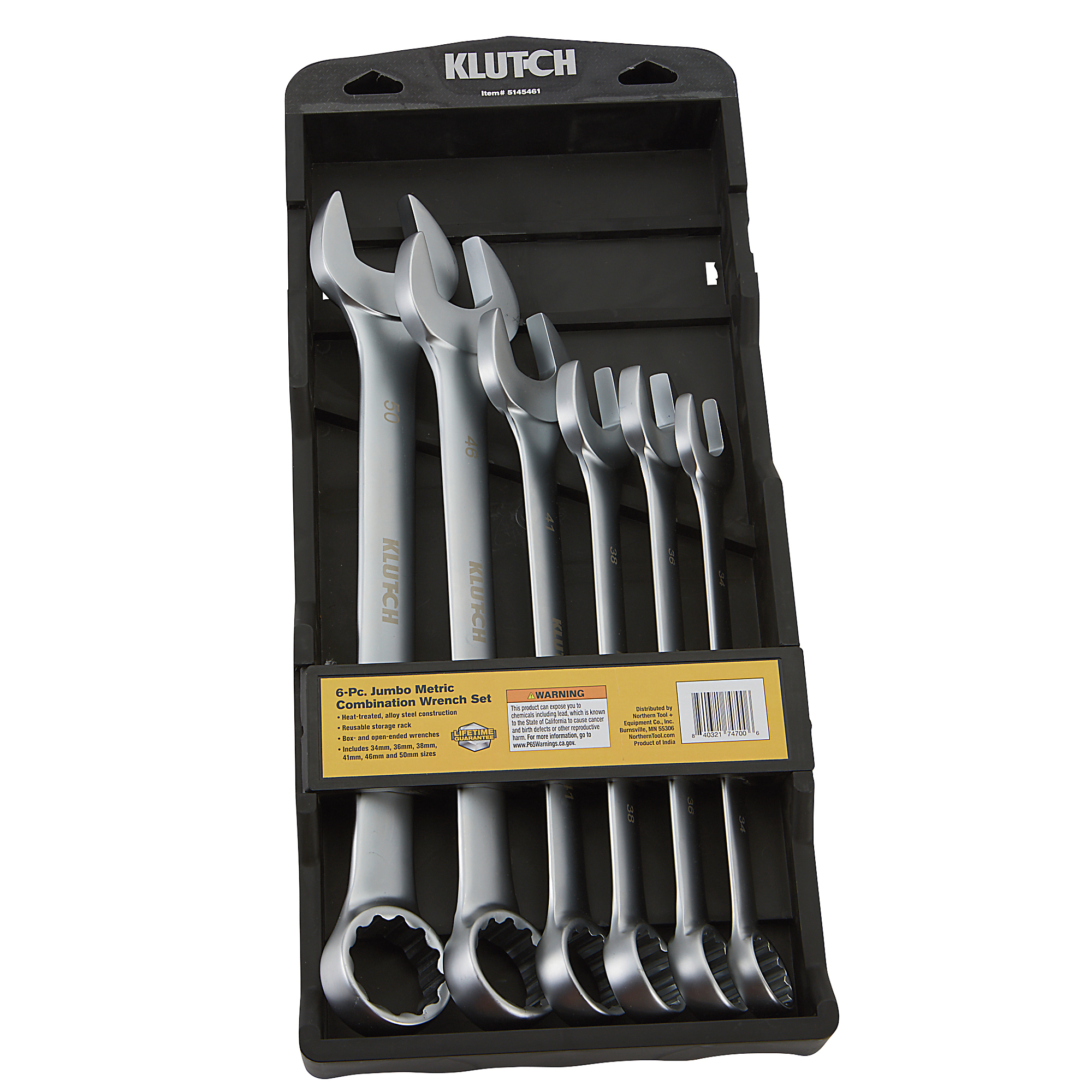 Klutch 6Pc. Jumbo Metric Combination Wrench Set, Model 31599A