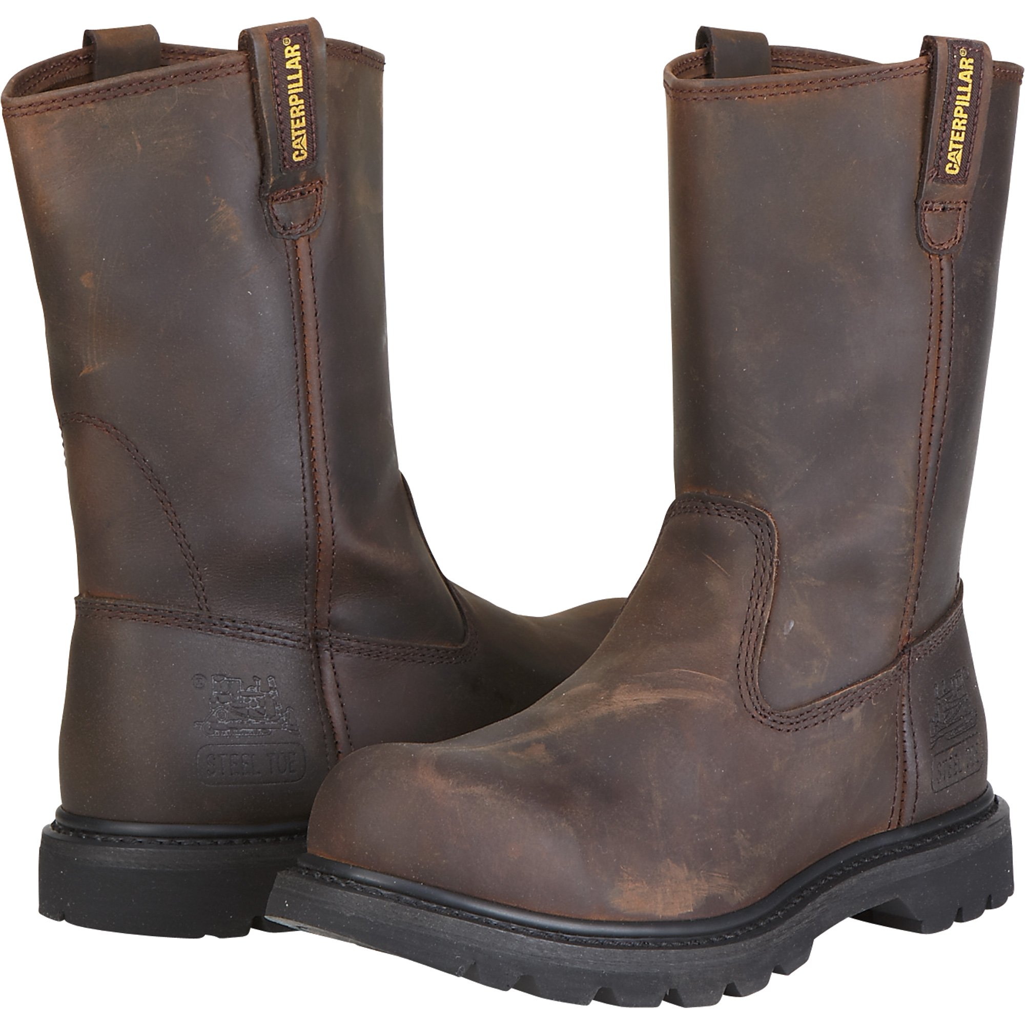 Caterpillar Men\'s Dark Brown Leather Boots with steel toe: REVOLVER WELLINGTON 61CDlcr2m3L._AC_UY900_.jpg main image 4