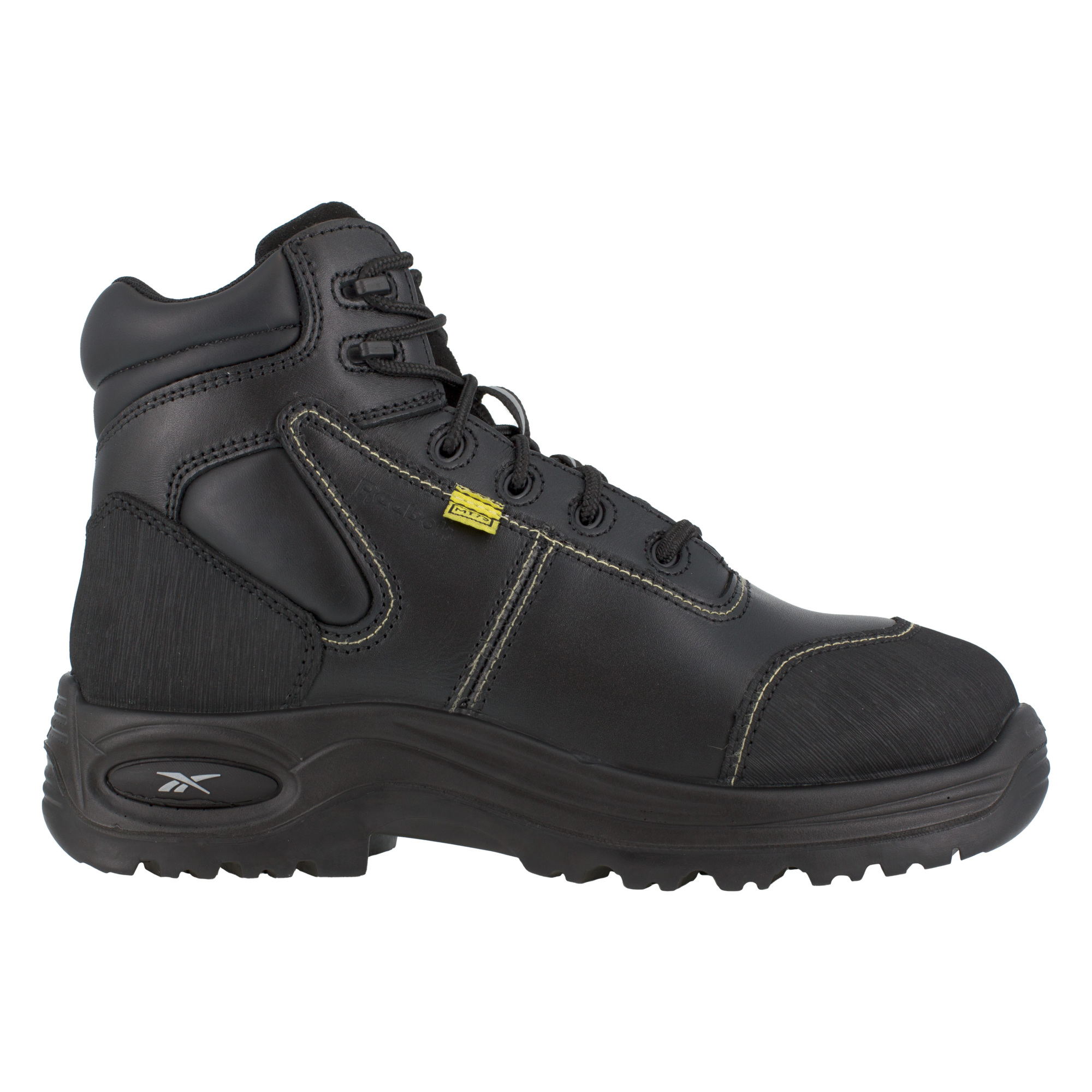 Reebok, 6in. Sport Boot/Met Guard, Size 9 1/2, Width Wide, Color Black, Model# RB6755