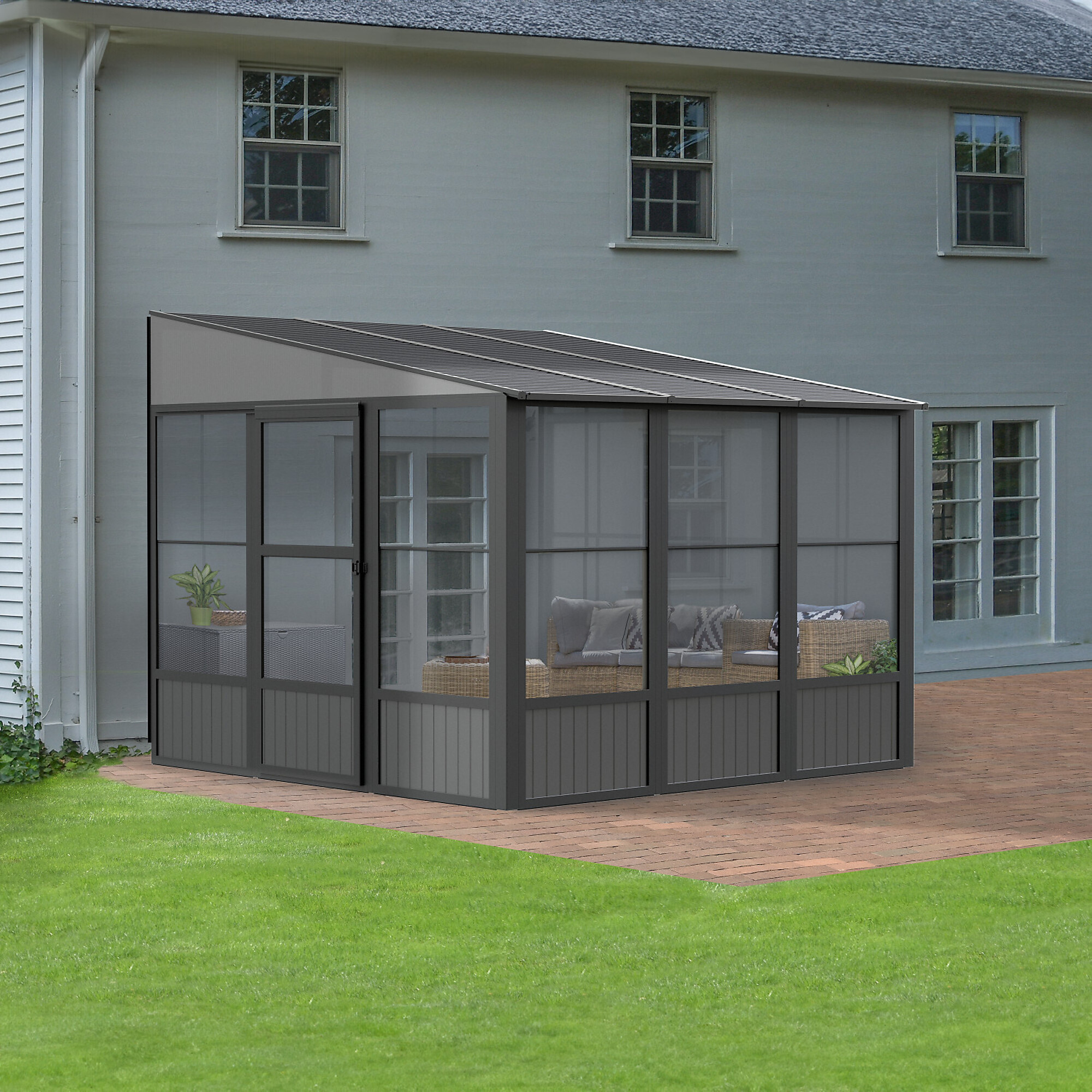 Sojag Charleston Wall-Mounted Solarium - 10ft. x 10ft., Aluminum Frame, Gray, Model# 440-9164985