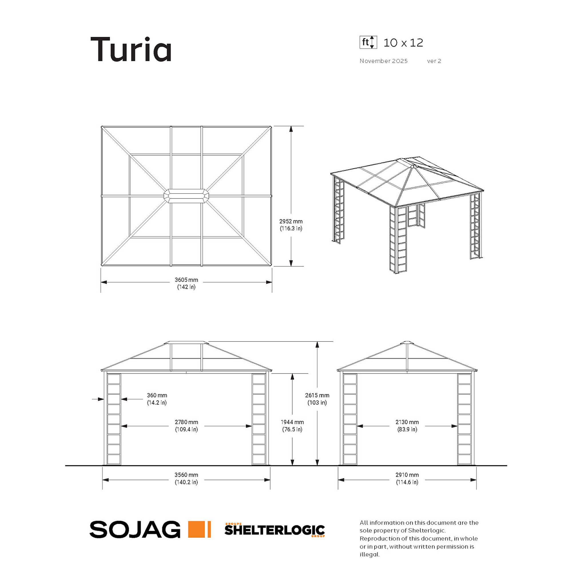 ShelterLogic Turia Gazebo - Thumbnail 4