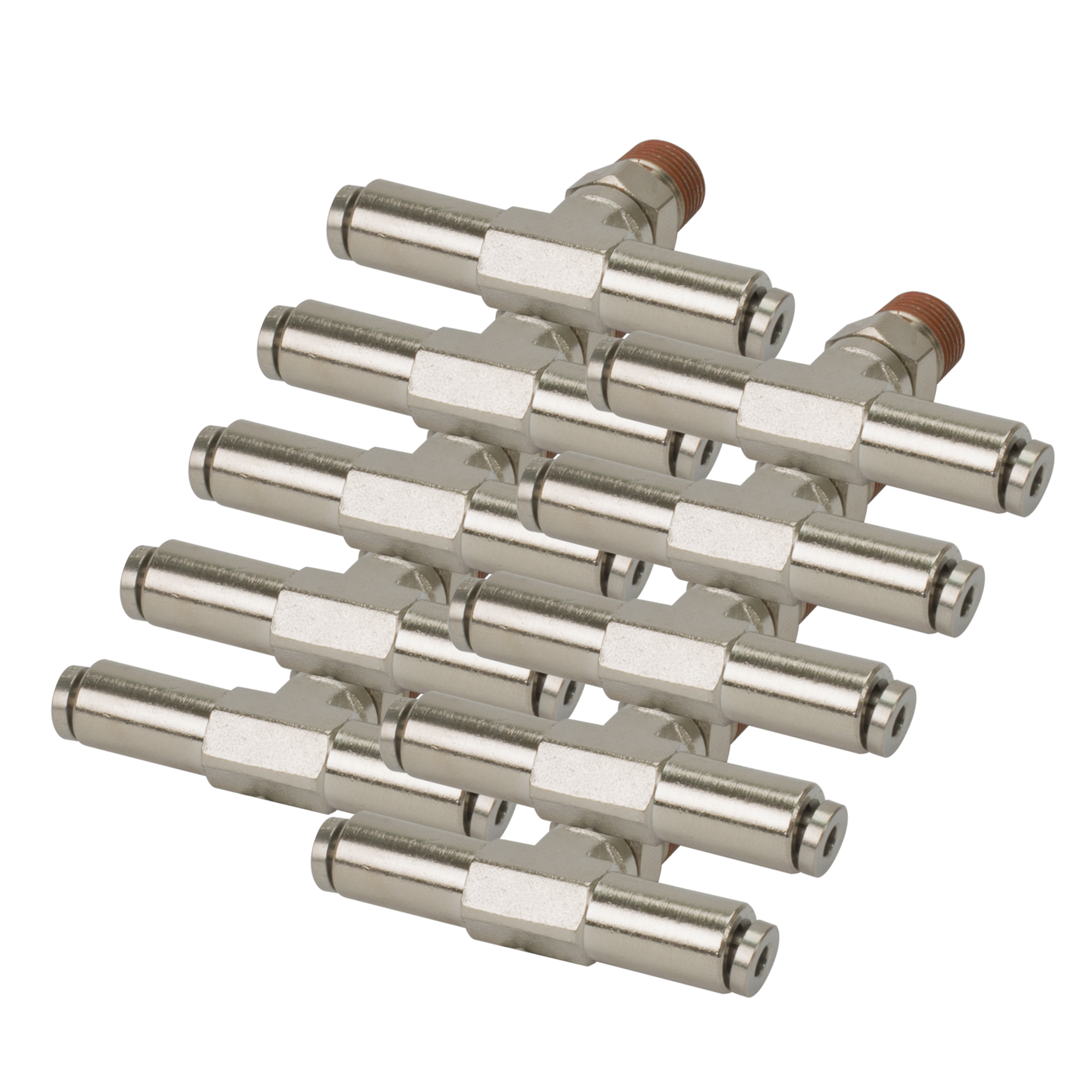 Viair Swivel T PTC Fitting - 1/8in. NPT, Nickel-Plated Brass, DOT Approved, Model# 11814-BP