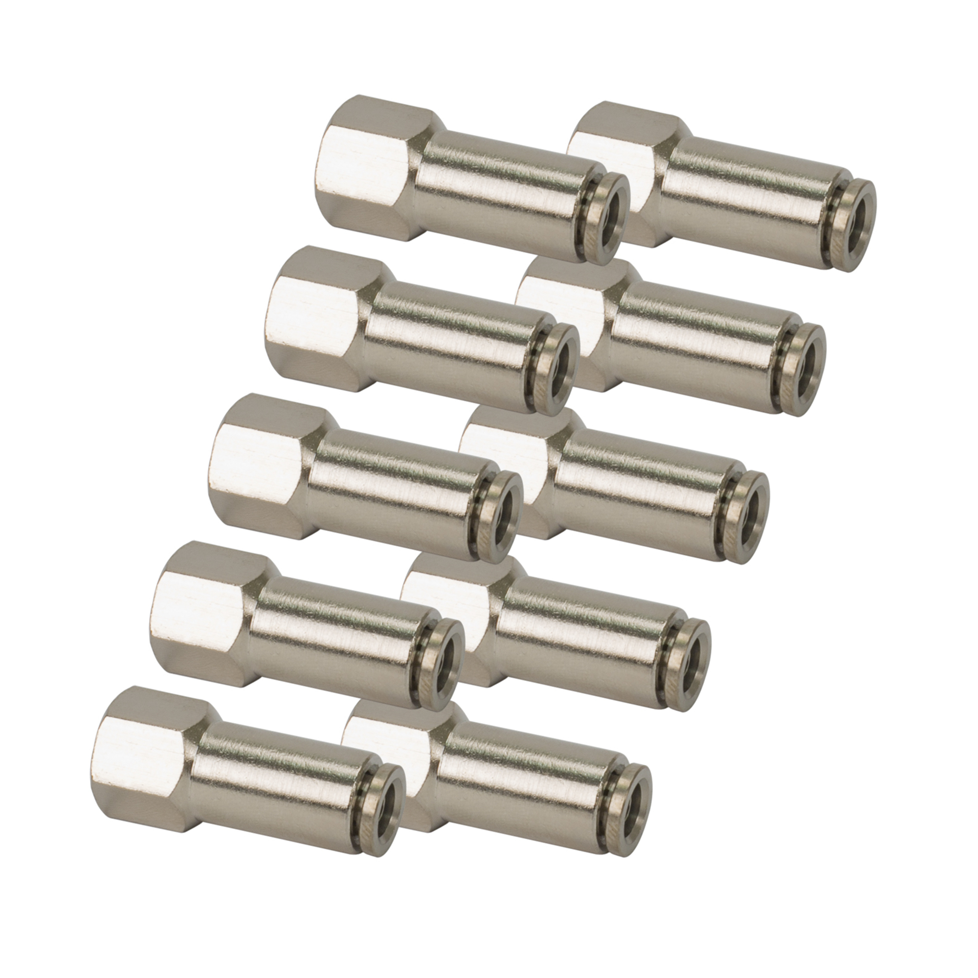 Viair Airline Straight PTC Fitting - 1/8in. NPT, Nickel-Plated Brass, 200 PSI, 10 Pcs, Model# 11478-BP