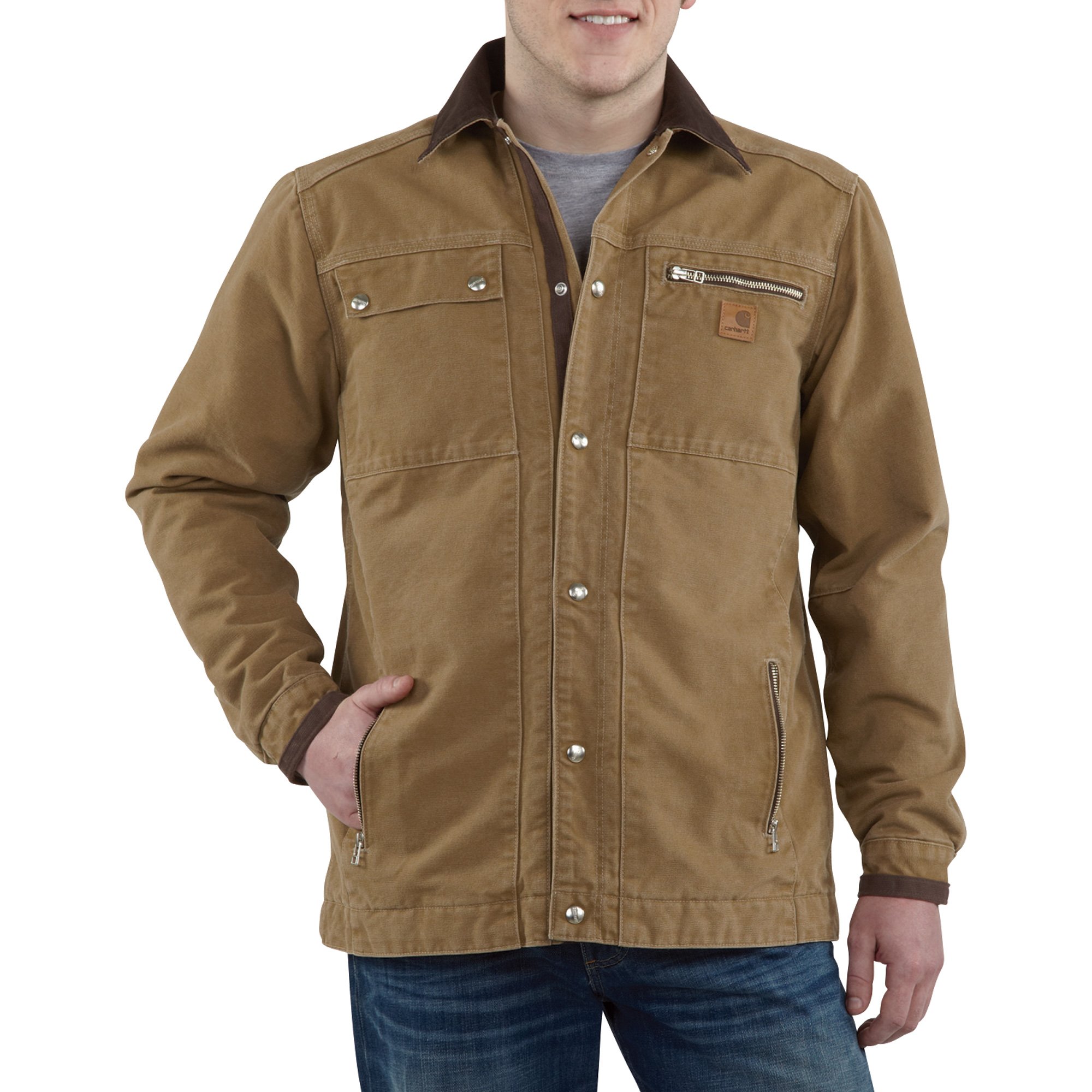 Sandstone Multi-Pocket Quilt-Lined Jacket — Regular Sizes, Model 
