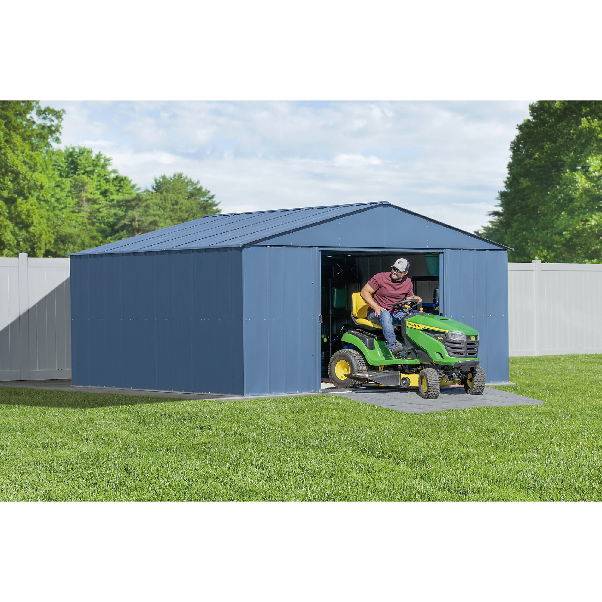 Arrow Storage Products, Classic Metal Shed, 14 x 12 Blue Grey, Length 12 ft, Width 14 ft, Model# CLG1412BG