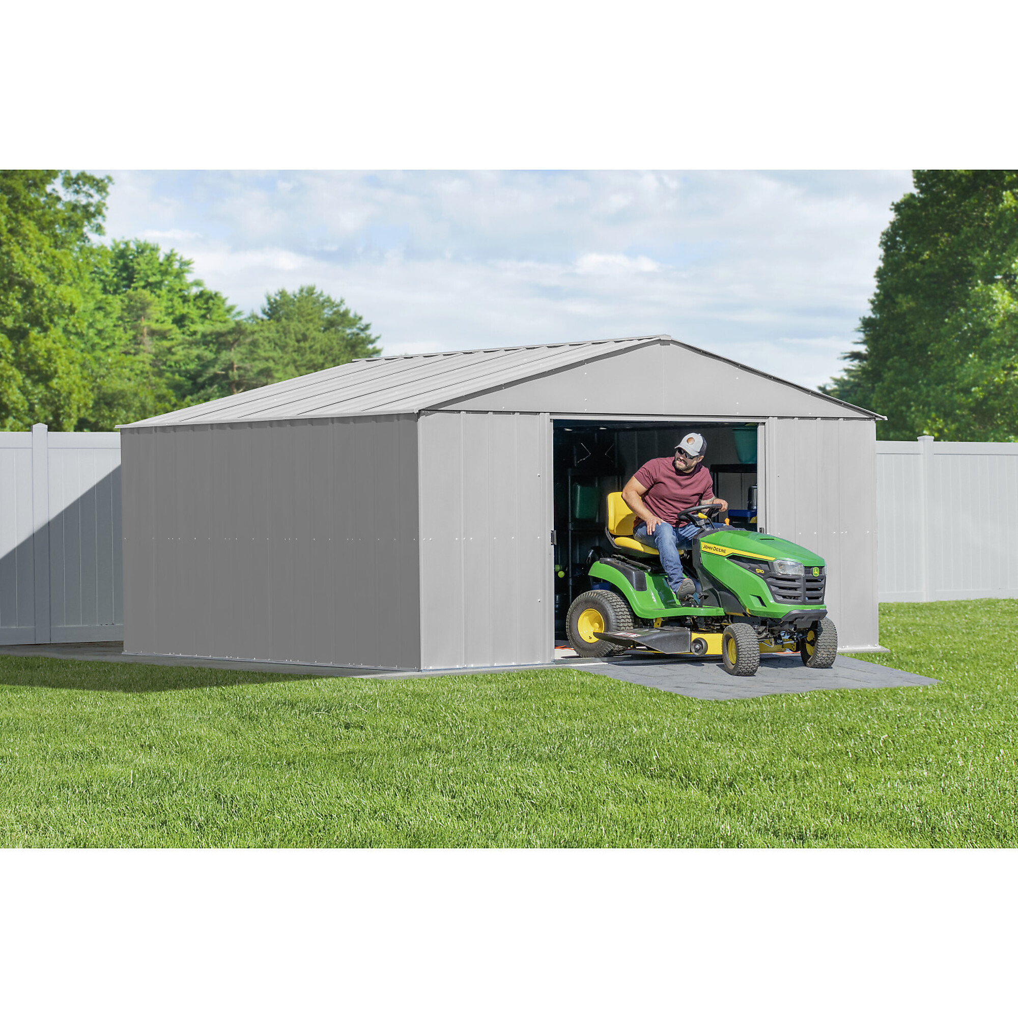 Arrow Storage Products, Classic Metal Shed, 14 x 12 Flute Grey, Length 12 ft, Width 14 ft, Model# CLG1412FG