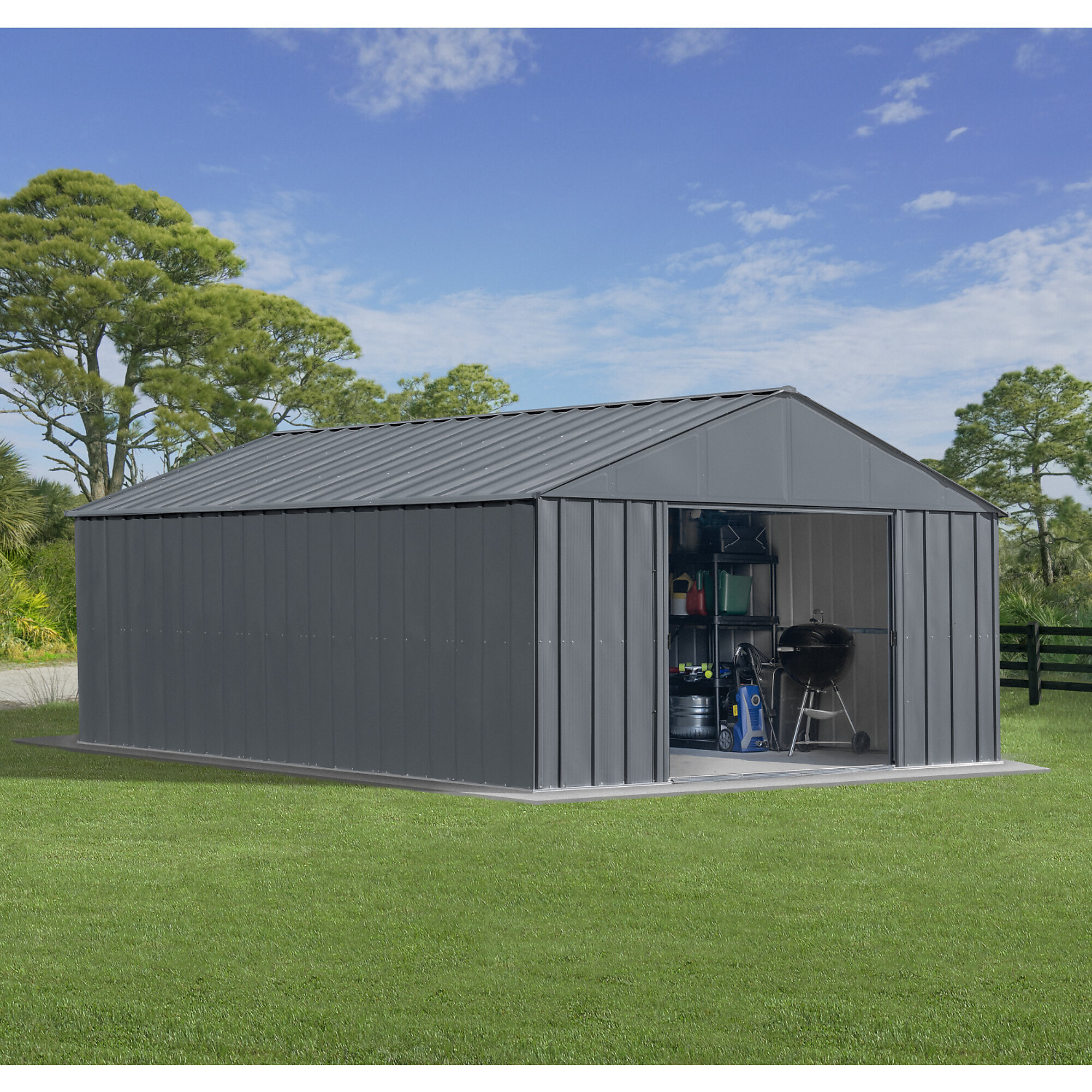 Arrow Storage Products, Classic Metal Shed, 12 x 17 Charcoal, Length 17 ft, Width 12 ft, Model# CLG1217CC