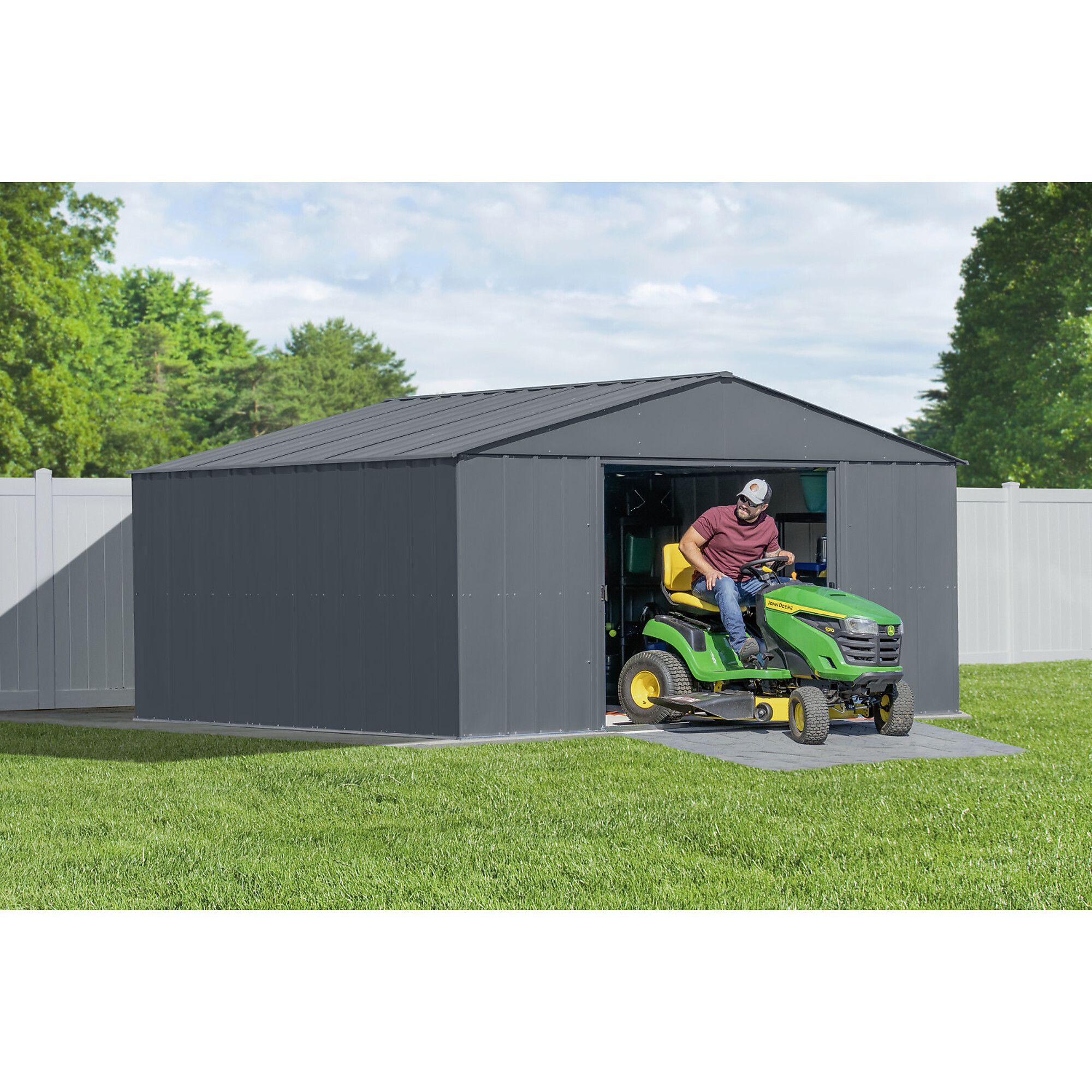 Arrow Storage Products, Classic Metal Shed, 14 x 12 Charcoal, Length 12 ft, Width 14 ft, Model# CLG1412CC