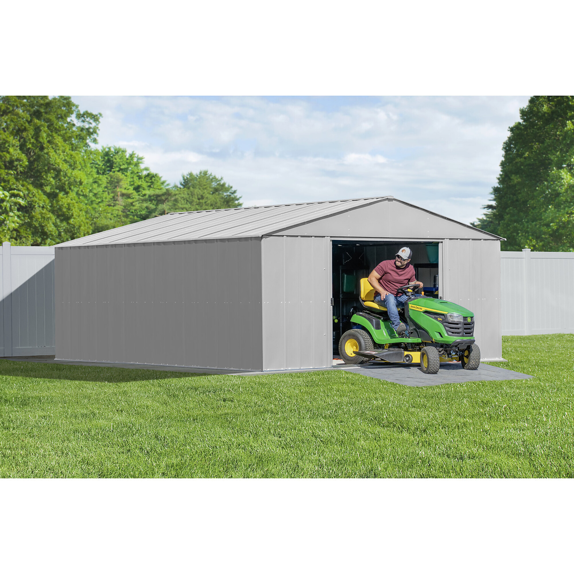 Arrow Storage Products, Classic Metal Shed, 14 x 17 Flute Grey, Length 17 ft, Width 14 ft, Model# CLG1417FG