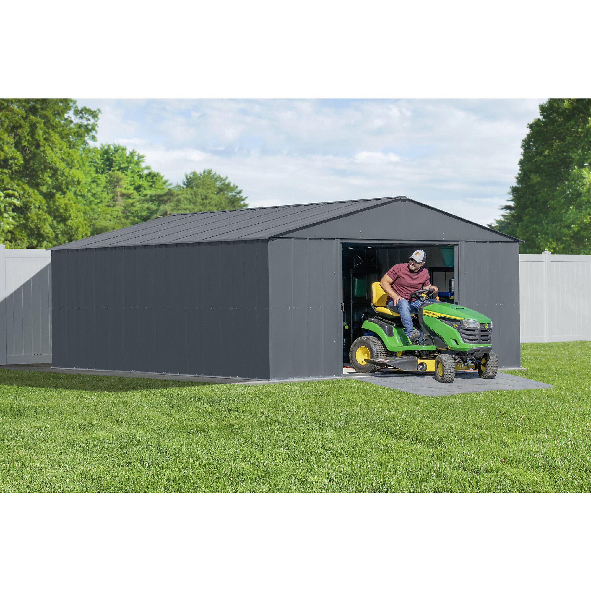 Arrow Storage Products, Classic Metal Shed, 14 x 17 Charcoal, Length 17 ft, Width 14 ft, Model# CLG1417CC