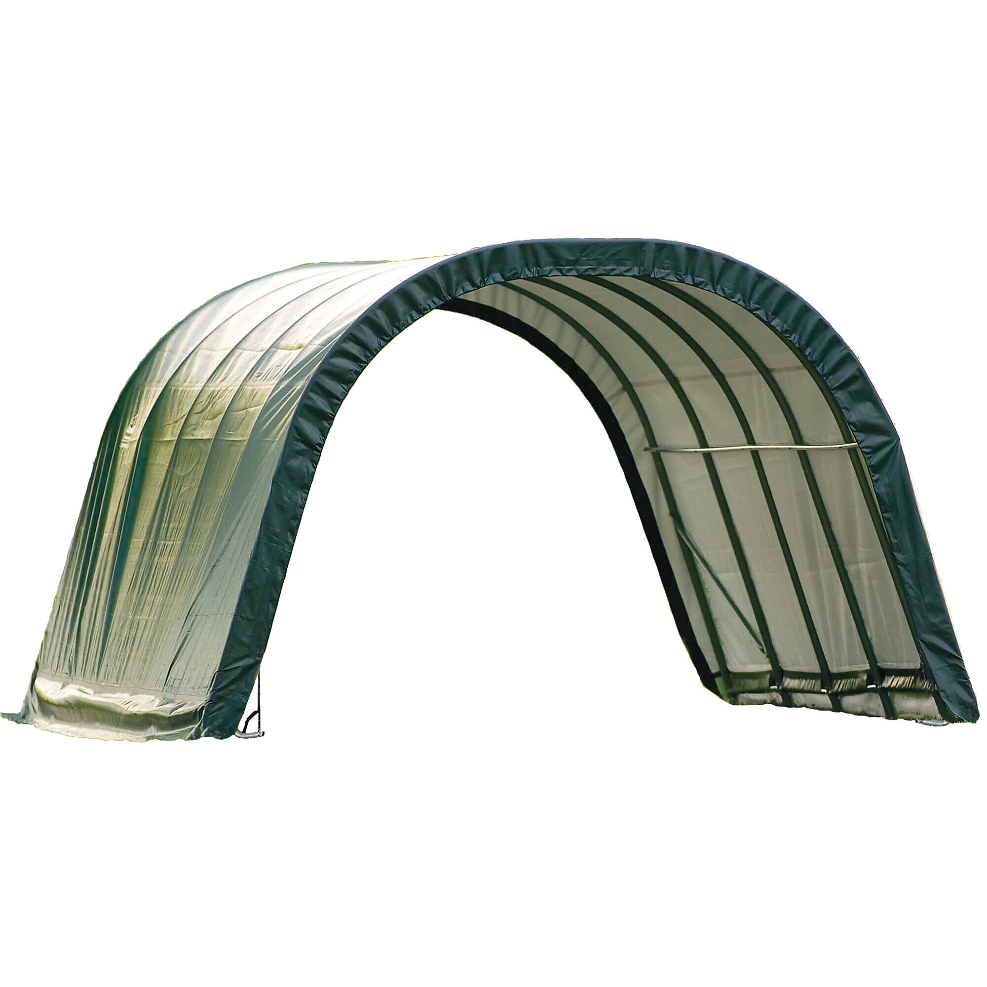 ShelterLogic Run-In Shelter - 12ft. x 20ft., 240 Sq. Ft. Coverage, Steel Frame, Polyethylene Cover, Model# 51341