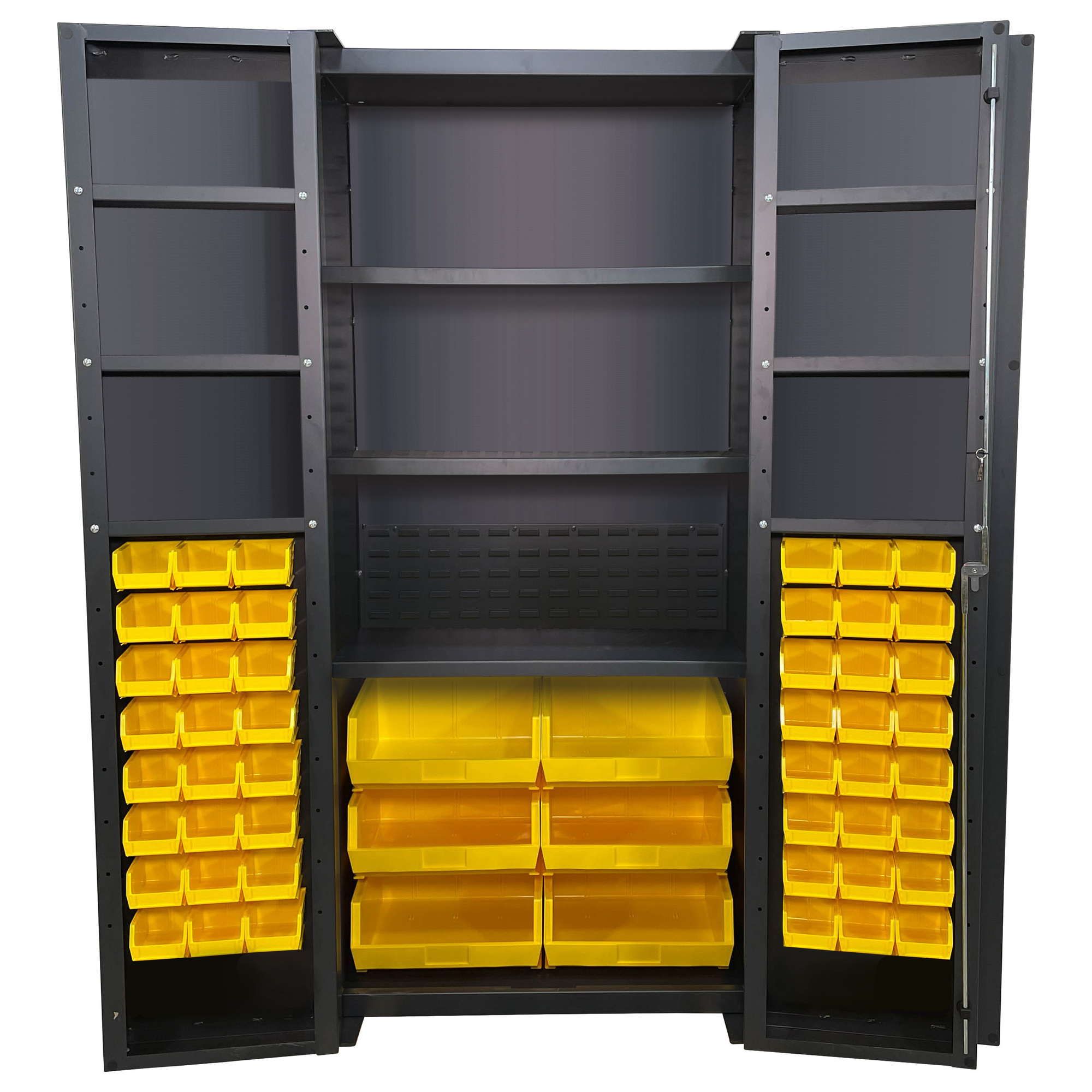 Valley Craft, Bin Shelf Cabinet, Deep Door, Height 78 in, Width 36 in, Bins Included (qty.) 54, Model# F89103