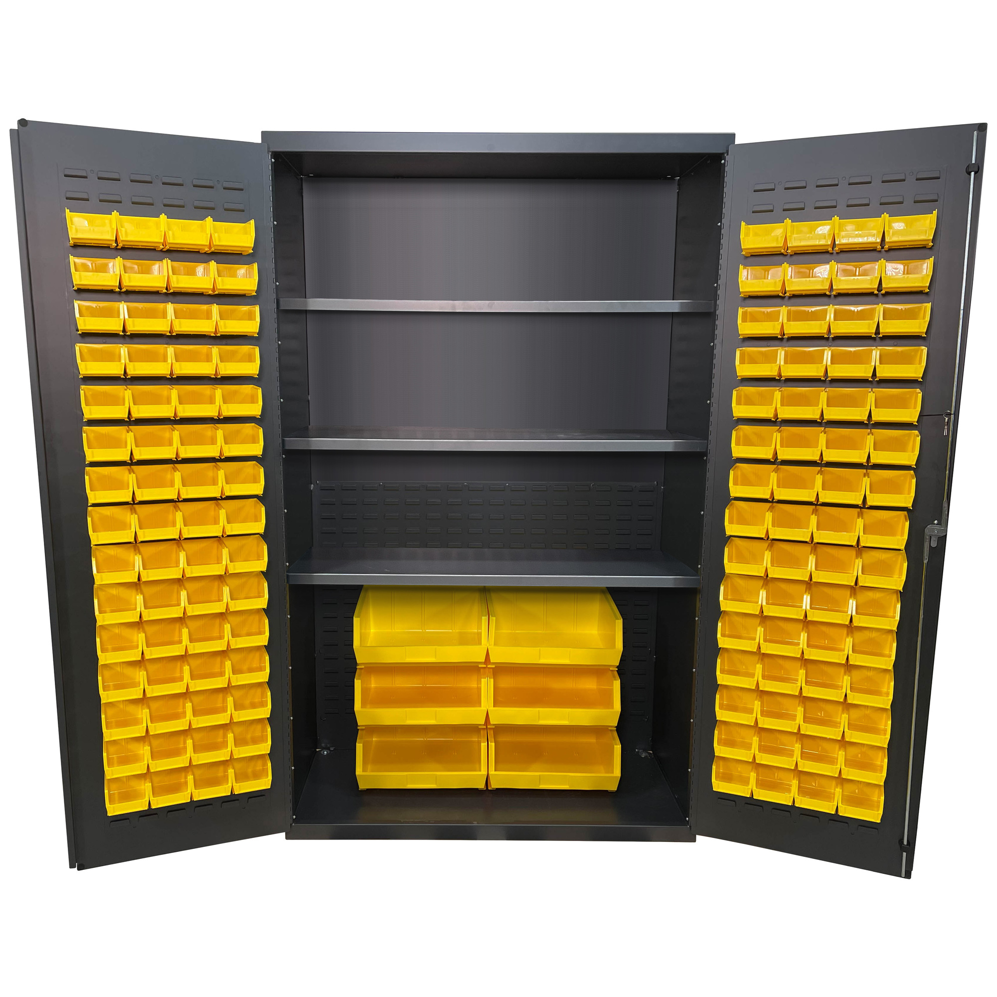 Bin Storage Cabinet - 48 x 24 x 78, 126 Clear Bins