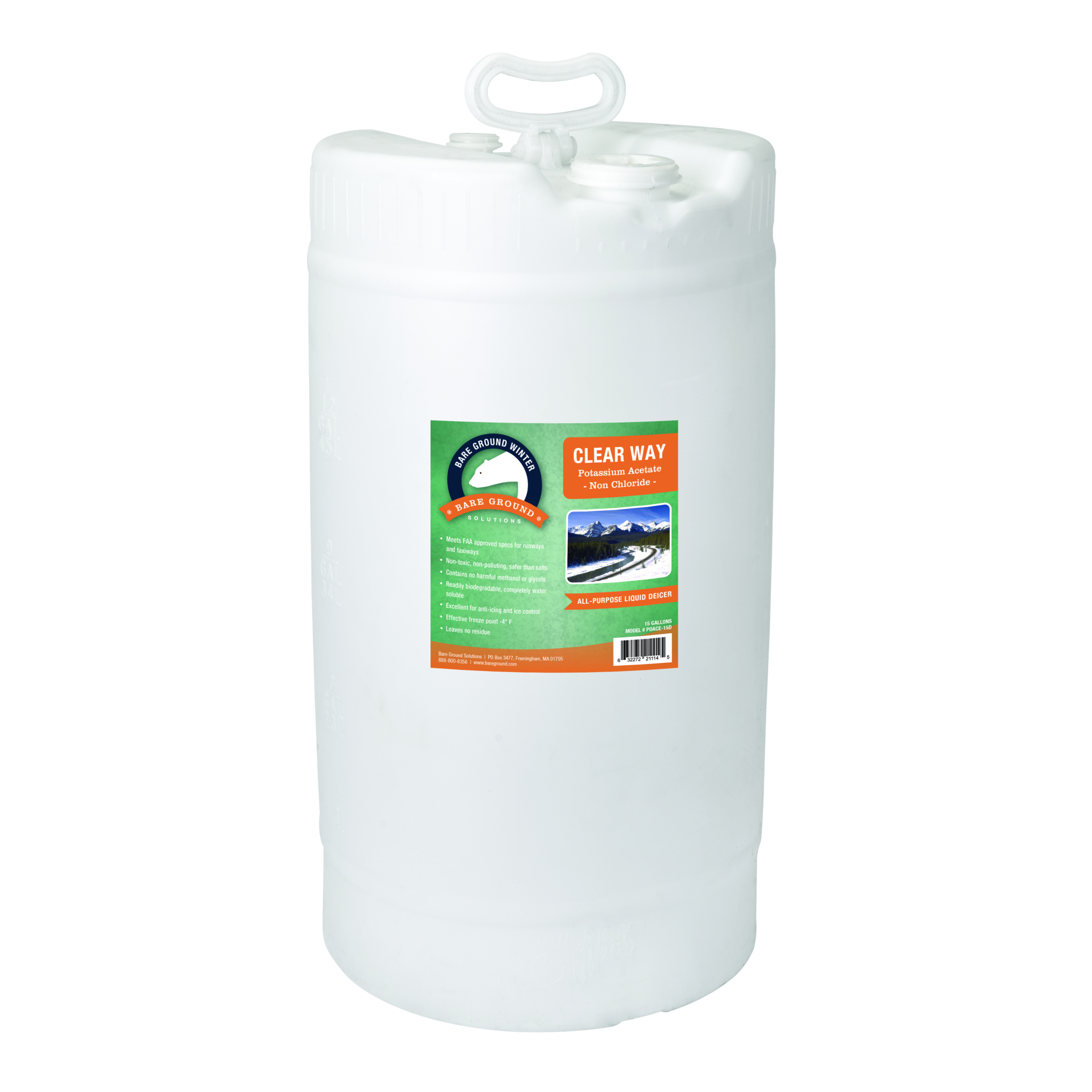 Bare Ground, 15 gallon drum Potassium Acetate, Gallons 15 Model# POACE-15D