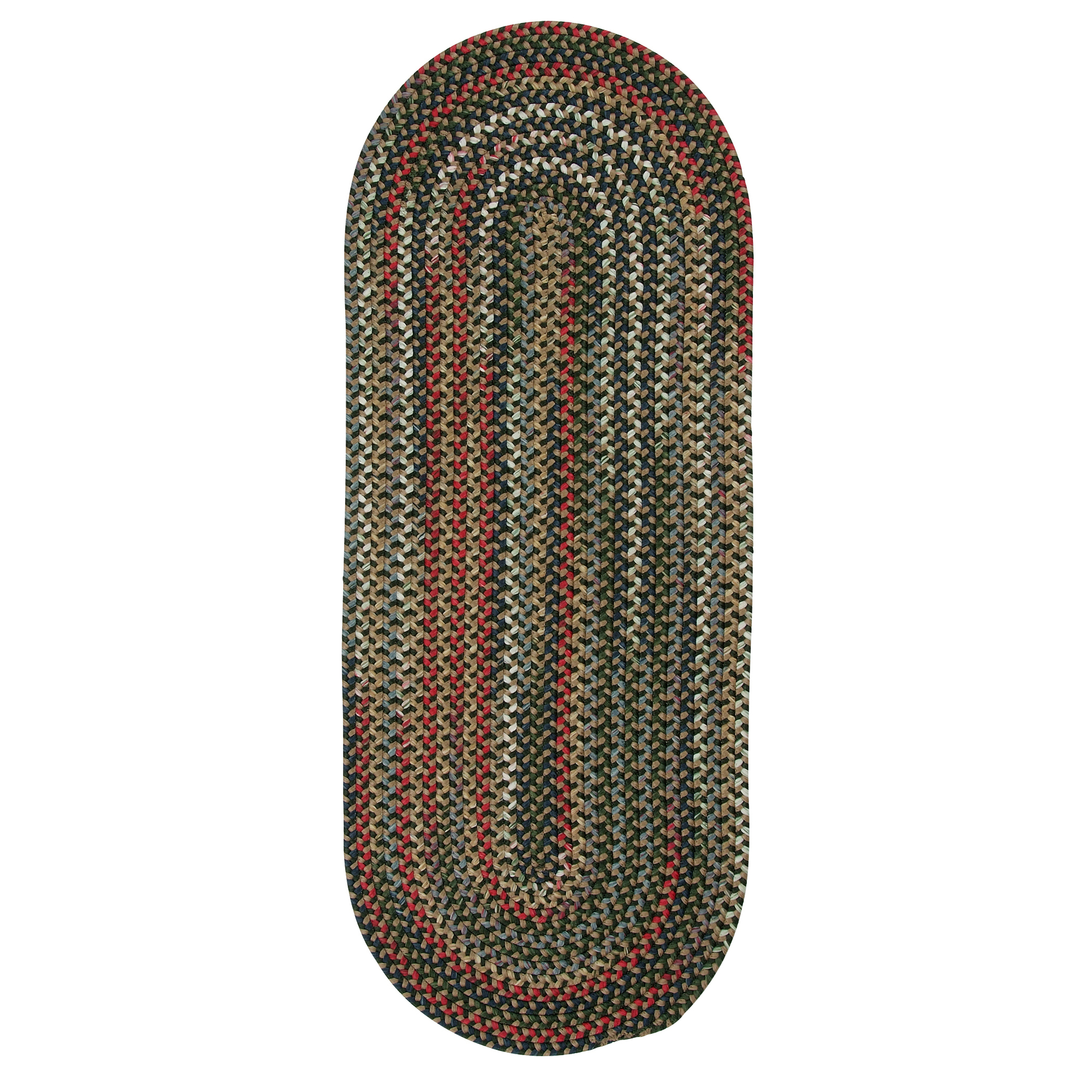 Colonial Mills, Indoor Braided Rug, Length 15 ft, Width 2 ft, Color Green,  Model# WA67