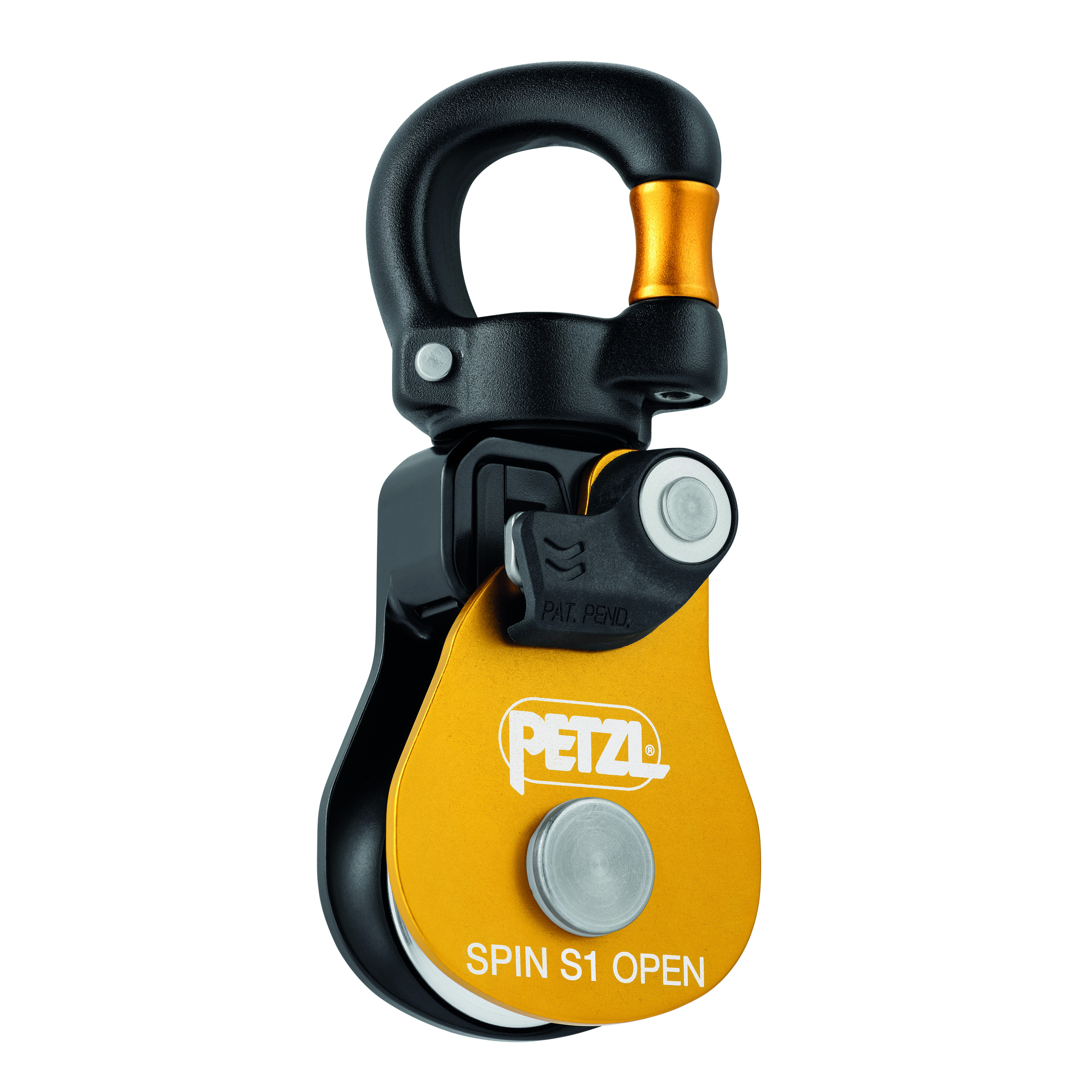Petzl, SPIN S1 OPEN compact single pulley w gated swivel, Model# P002BA00