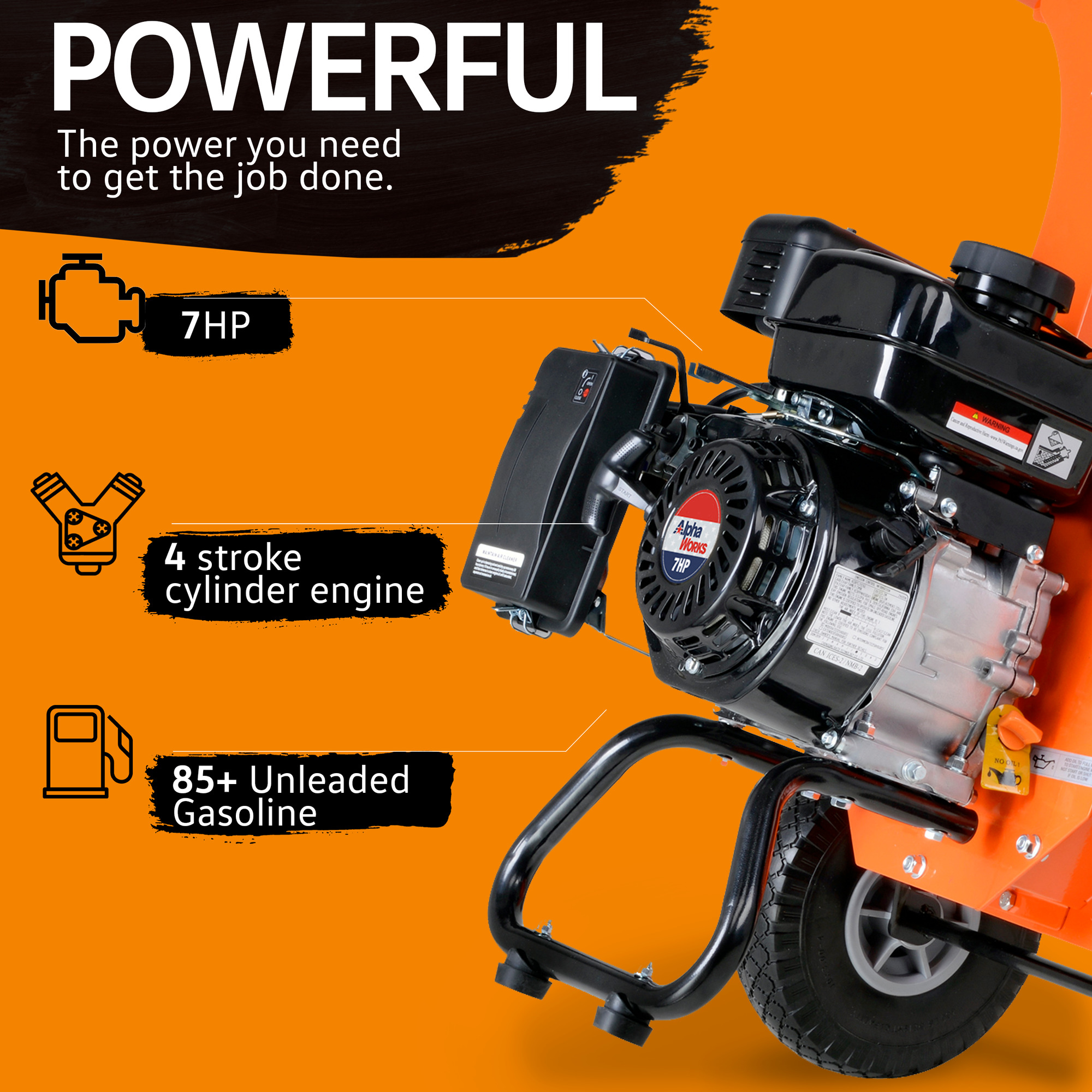 SuperHandy, Mini Wood Chipper, Engine Displacement 209 cc, Horsepower 7  Max. Cutting Thickness 3 in, Model# TRI-GUO035
