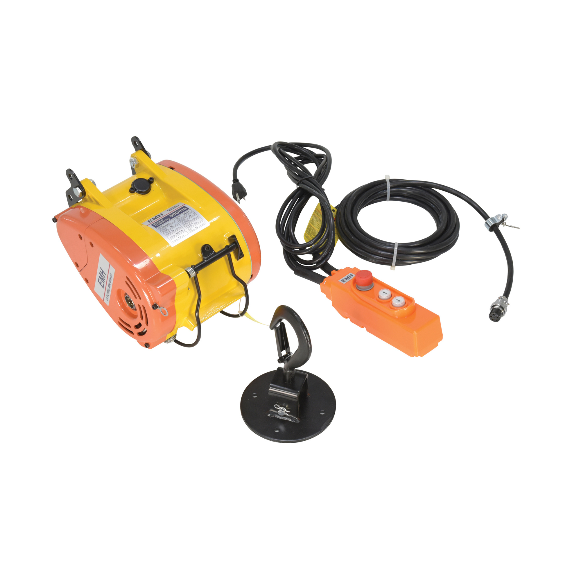 Vestil, Steel Electric Mini Hanging Cable Hoist 500 Lb. Capacity Orange, Model# EMH-5