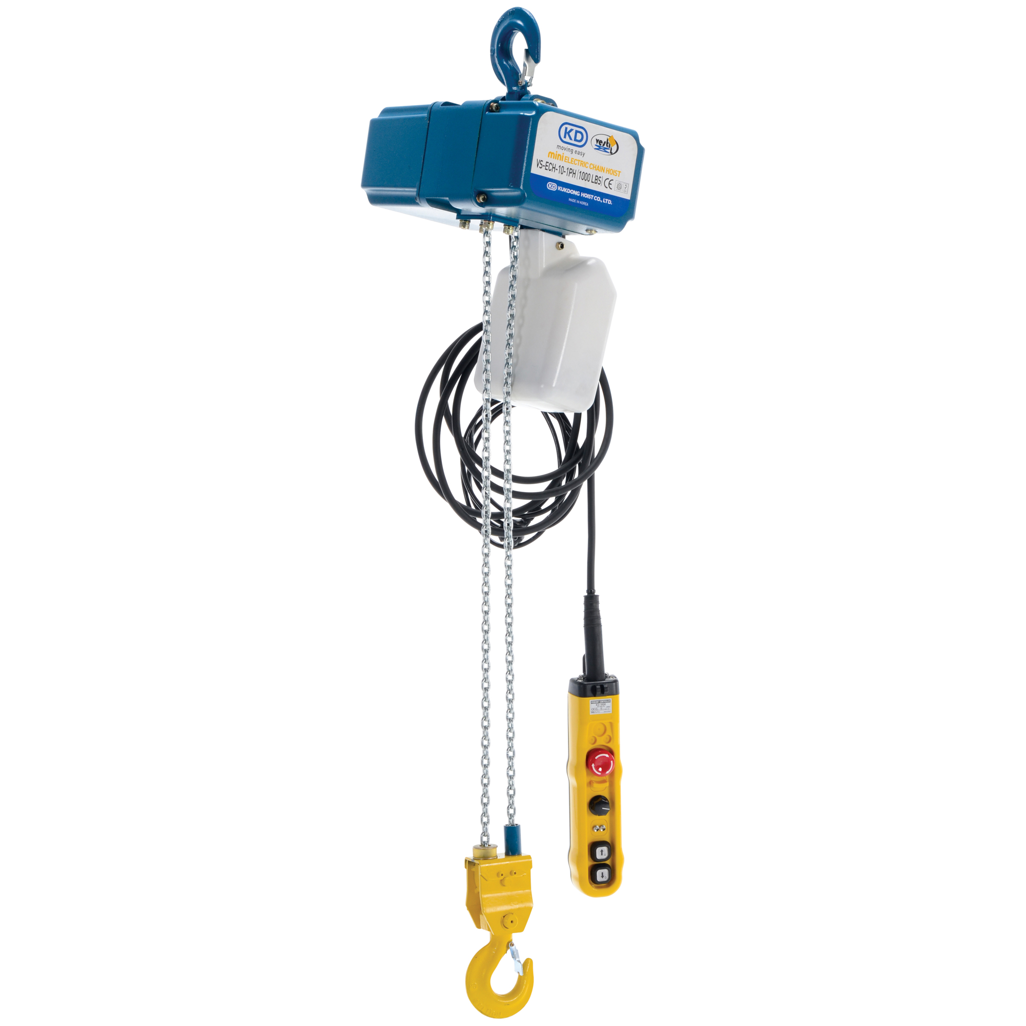 Vestil Variable Speed Electric Chain Hoist - 1000-Lb. Capacity, Motorized Trolley, Model# VS-ECH-10-1PH