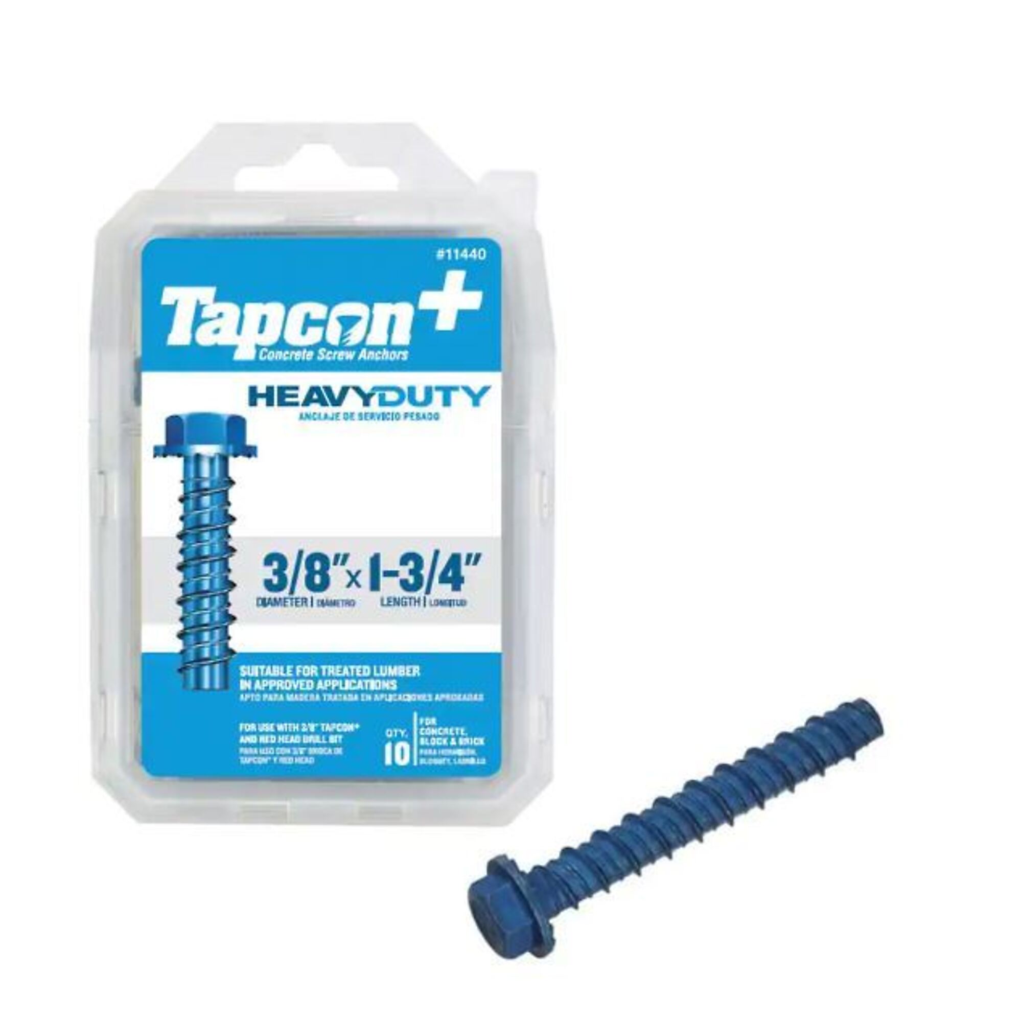 Tapcon, 3/8in.1-3/4in. HD SCREW Anchor 10CT, Model# 11440