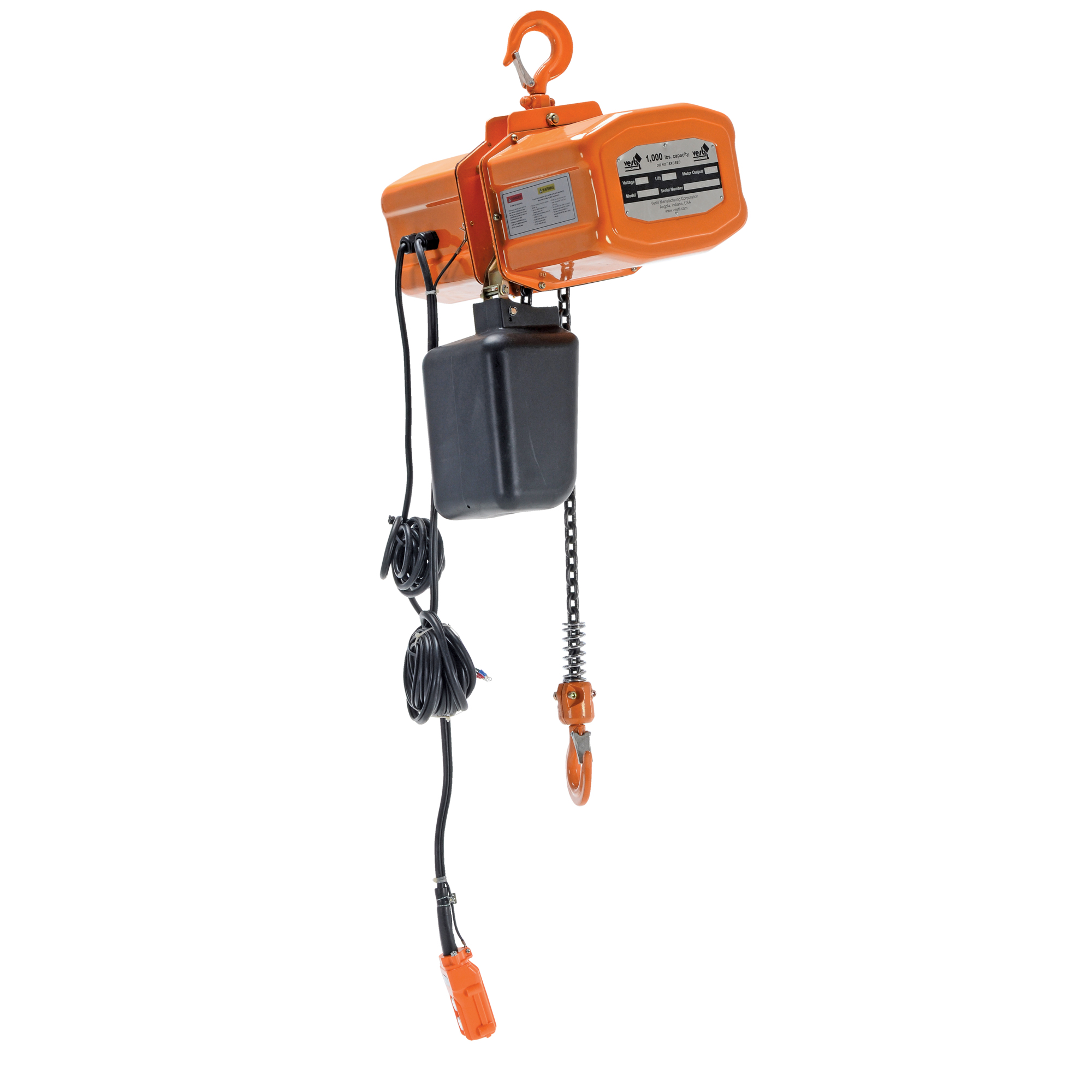 Vestil Economy Chain Hoist - 1000-Lb. Capacity, Manual Trolley, 3-Phase, Model# H-1000-3