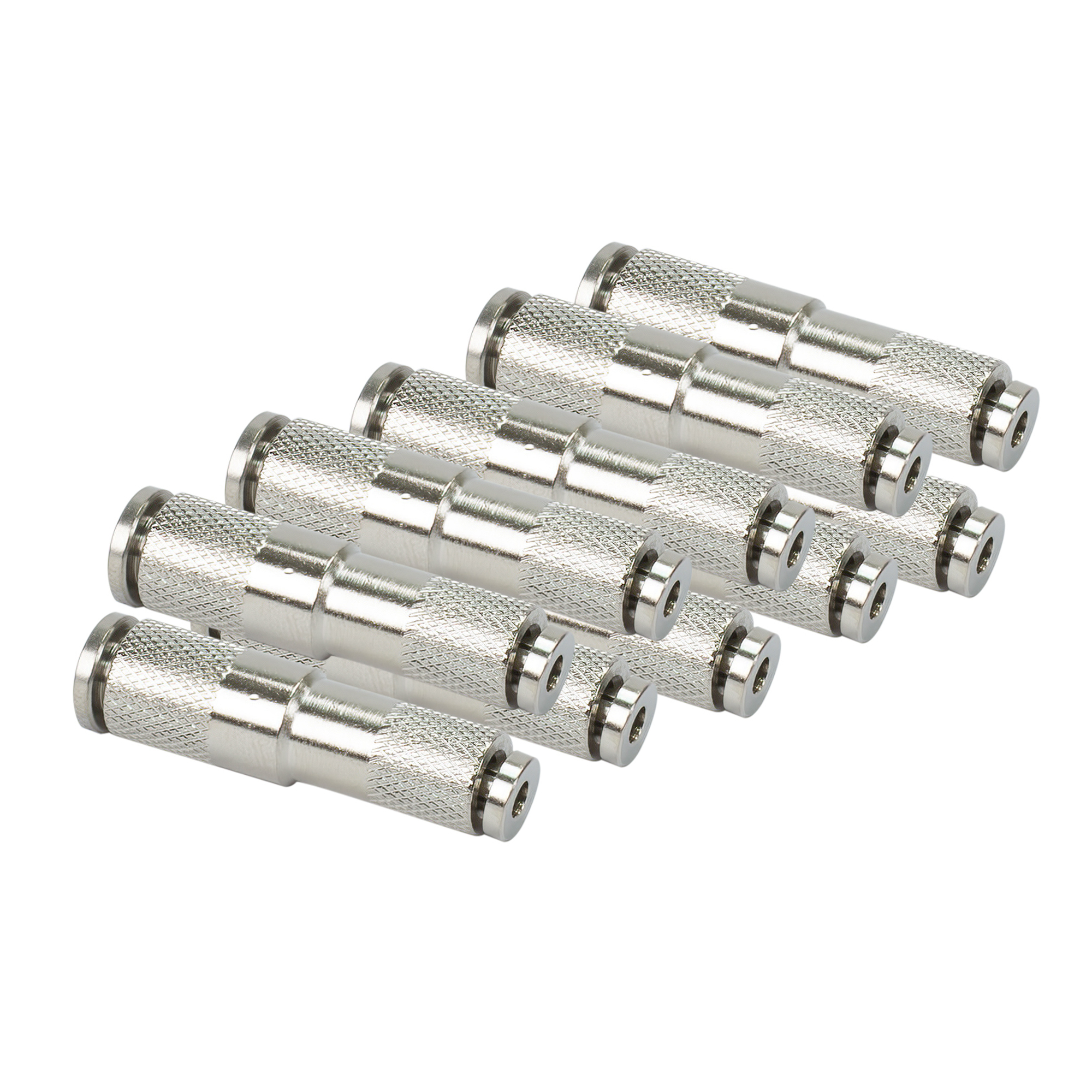 Viair Straight Union Reducer PTC Fitting - Nickel-Plated Brass, 1/8in. to 1/4in., 200 PSI, 10 Pcs, Model# 11806-BP