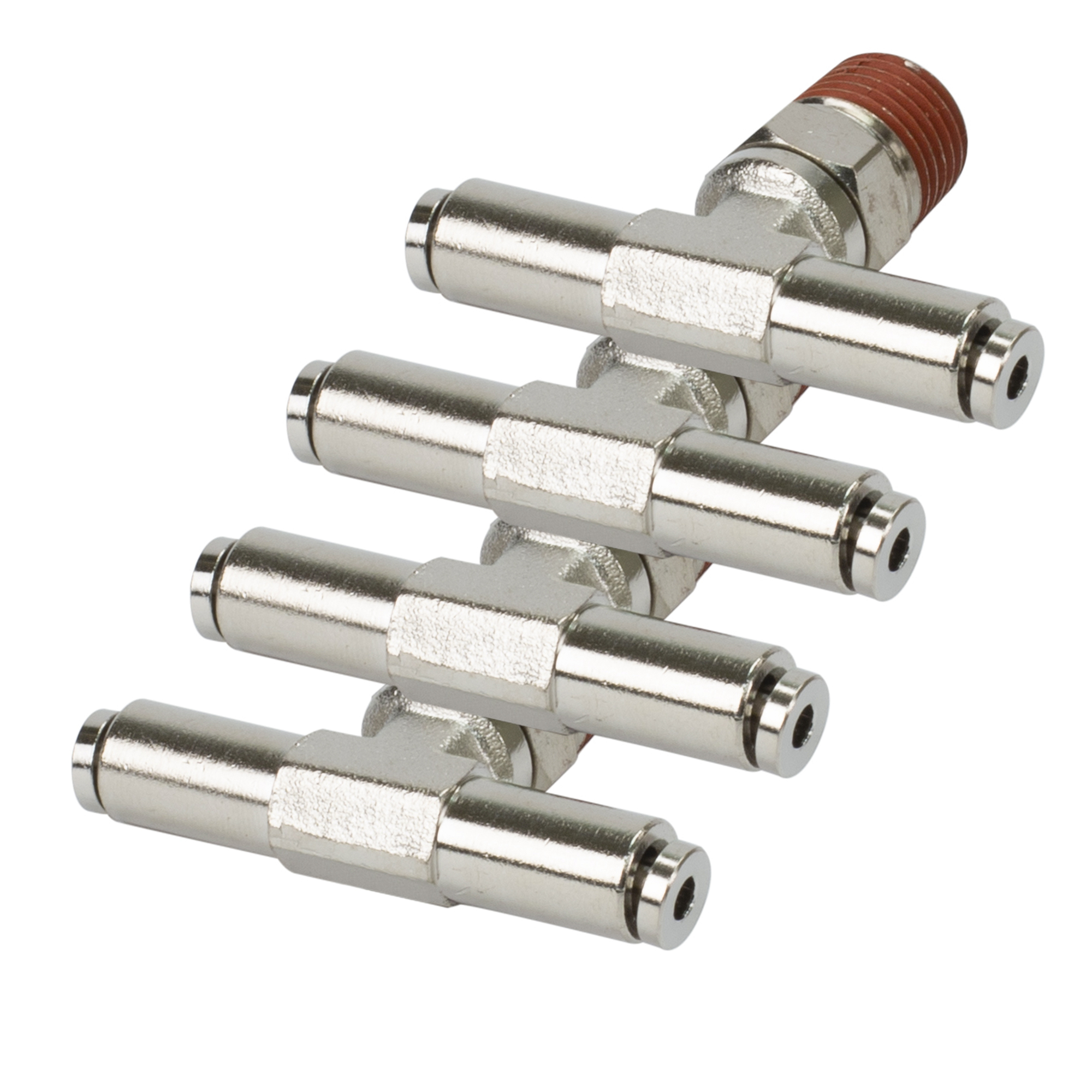 Viair Swivel T Push-to-Connect Fitting - 1/4in. NPT, Nickel-Plated Brass, DOT Approved, Model# 11820