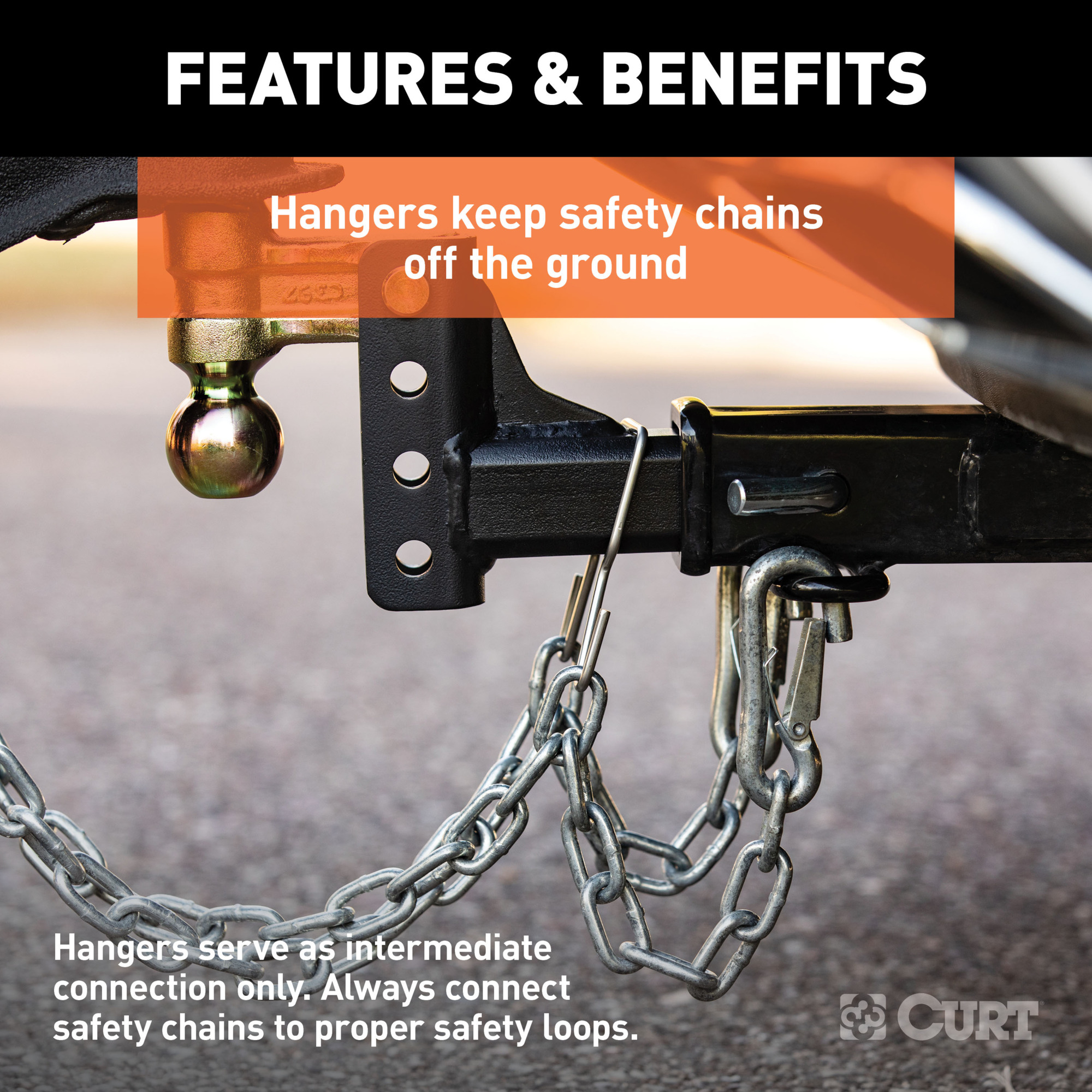 Curt Manufacturing, Trailer Safety Chain Holder Bracket (2in. Shank