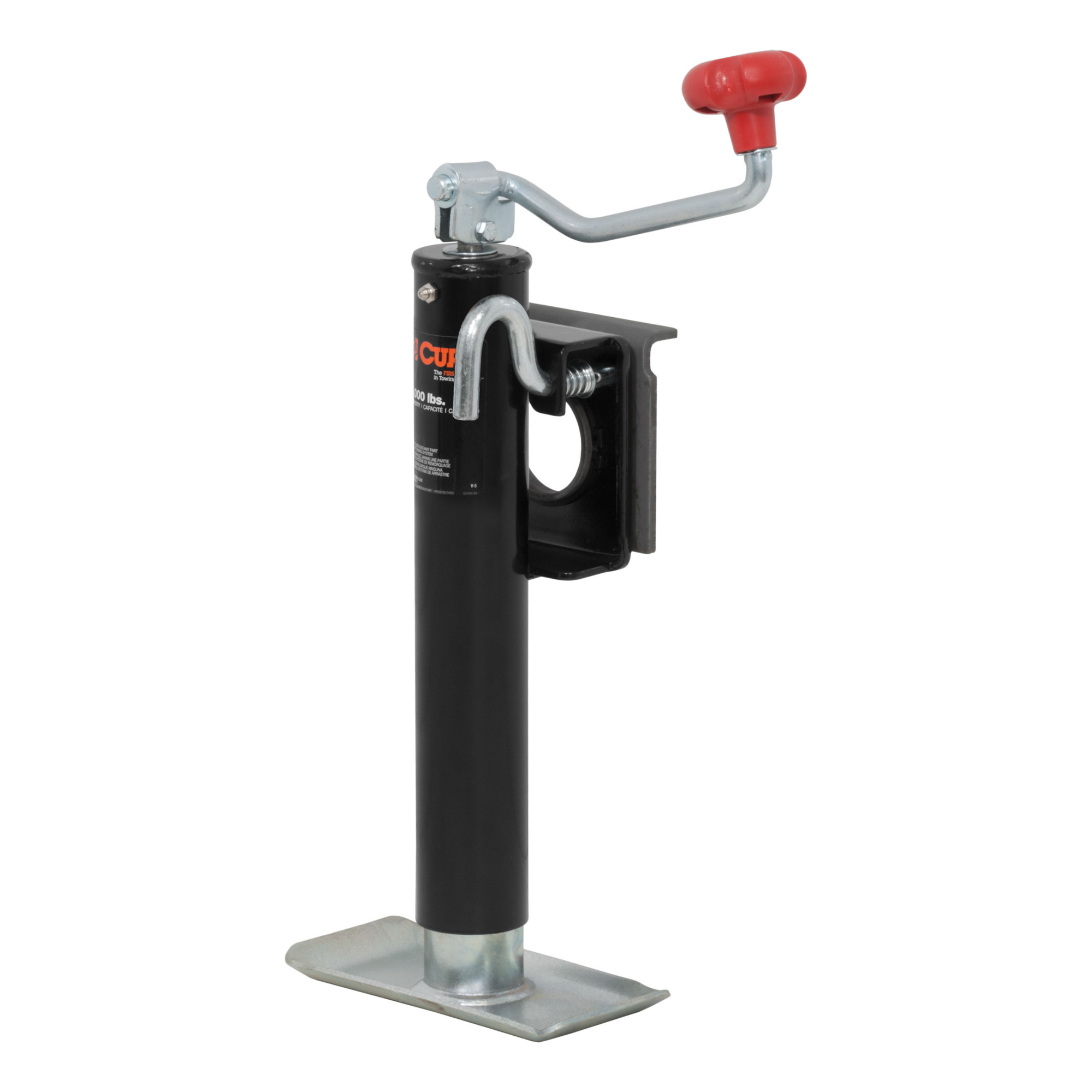 Curt Manufacturing, Bracket-Mount Swivel Jack w Top Handle 2000 lbs, 10in. Travel, Model# 28301