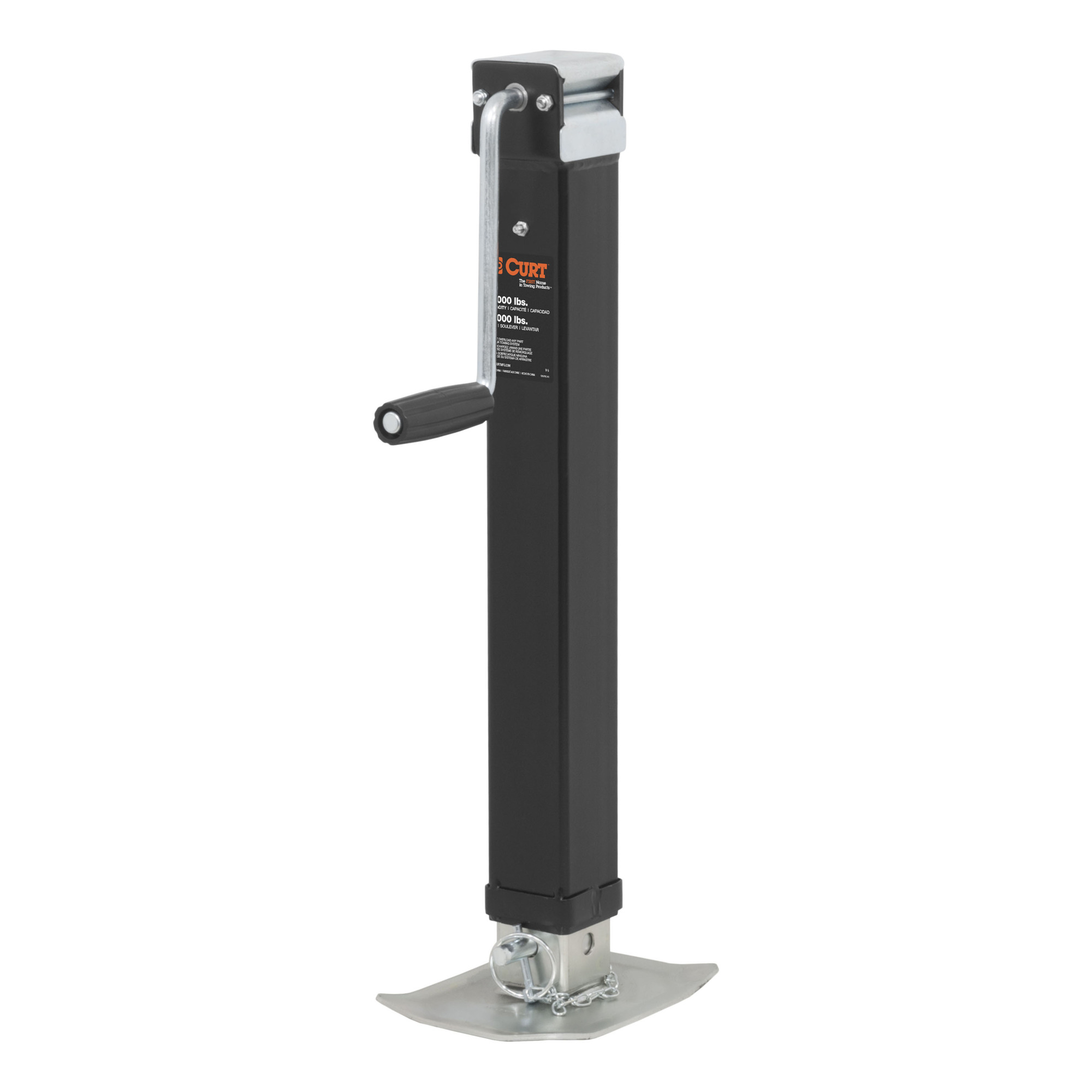 Curt Manufacturing, Direct-Weld Square Jack w Side Handle 8000 lbs, 15in. Travel, Model# 28575