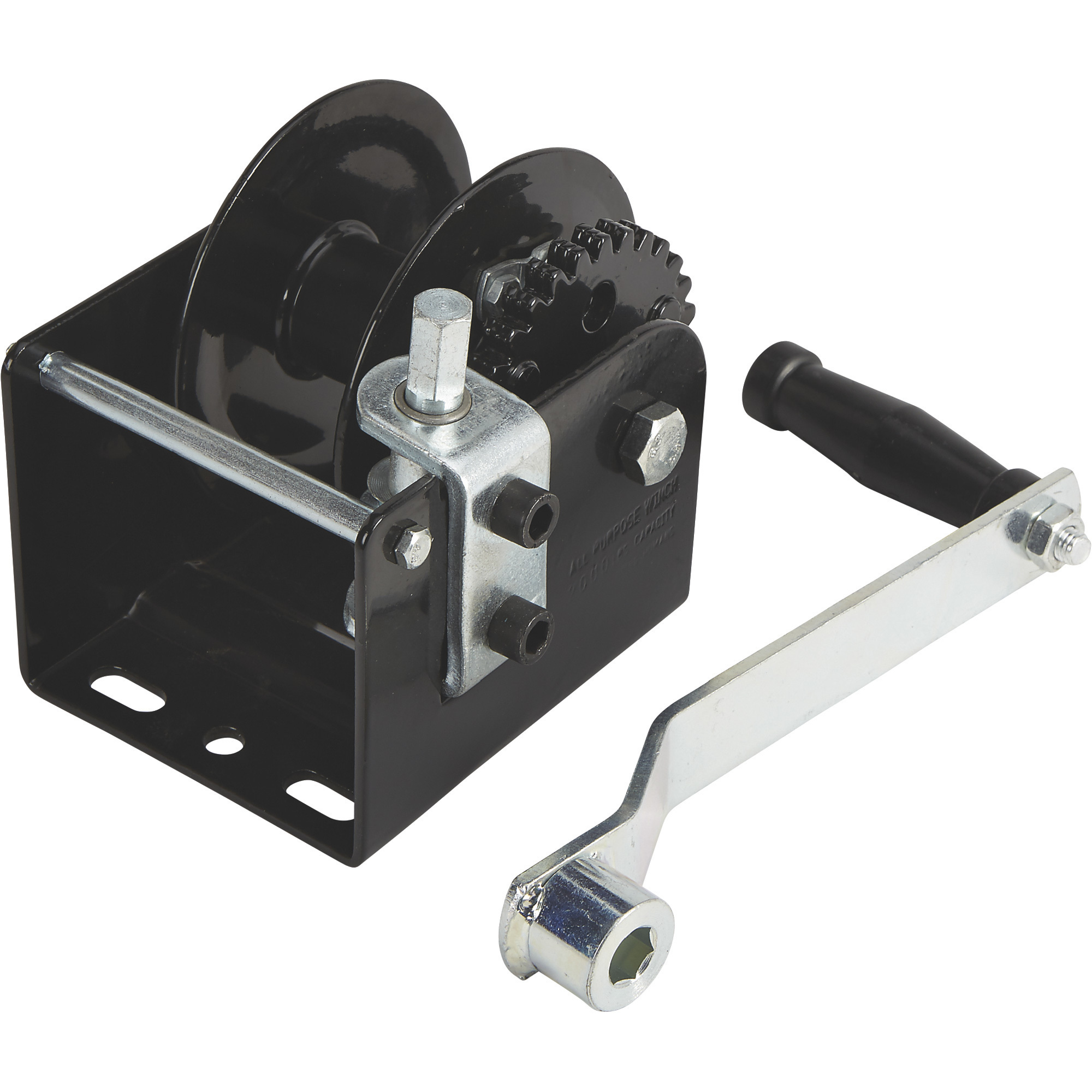 UltraTow Single Speed Worm Gear Hand Winch With Hex Drive, 2000Lb