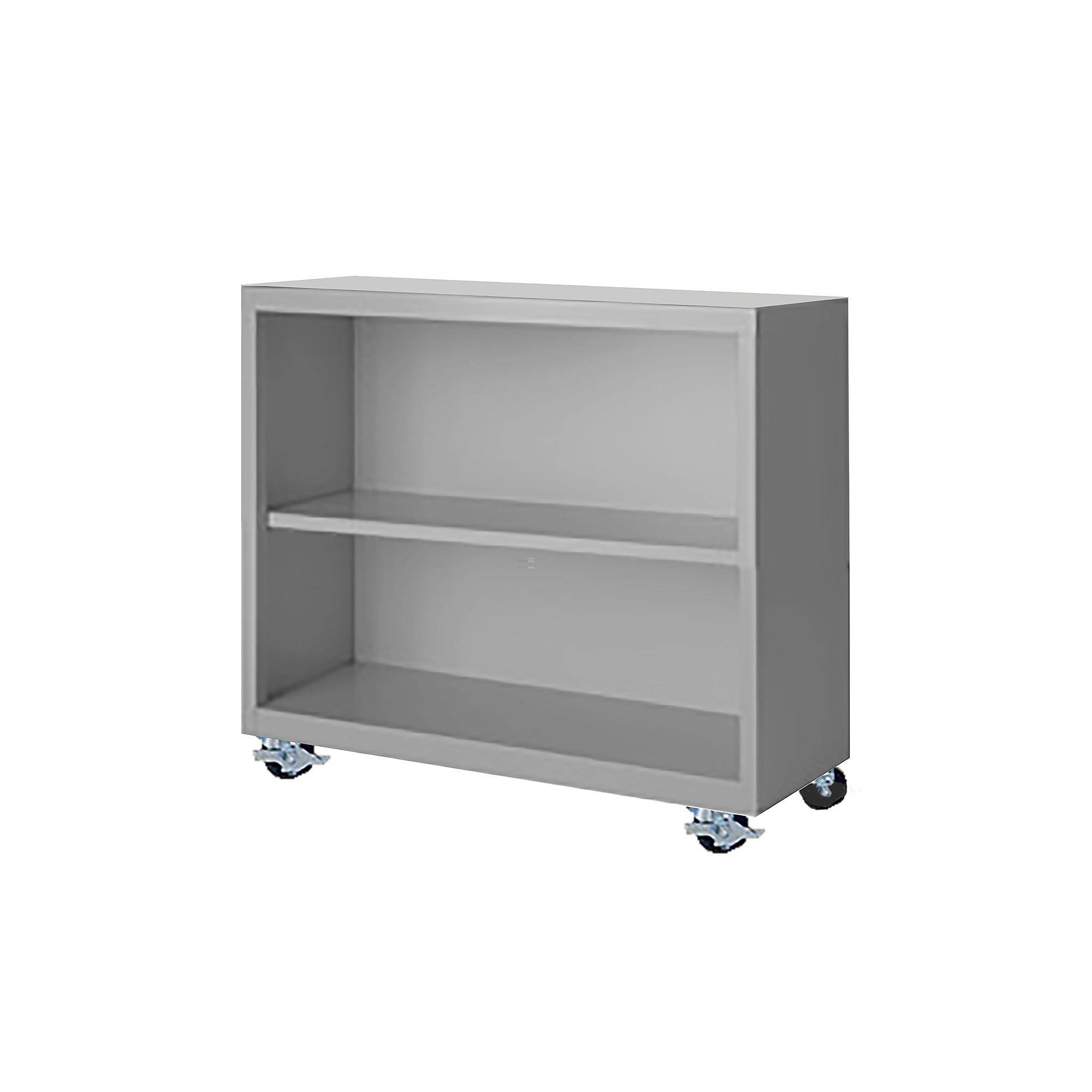 Steel Cabinets USA, 36in.x18in.x33in. Gray Mobile Bookcase Fully Assembled, Height 33 in, Shelves (qty.) 2, Material Steel, Model# MBCA-363318-G