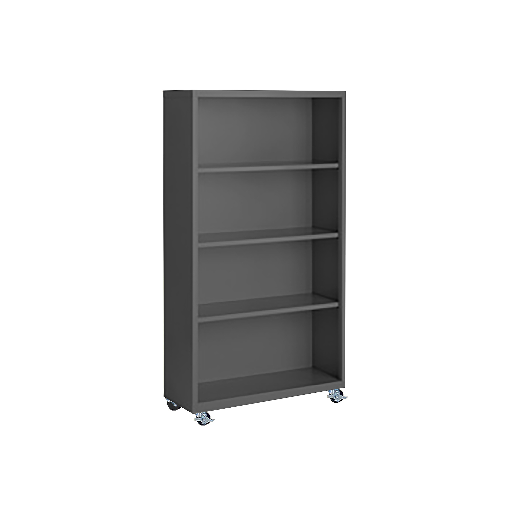 Steel Cabinets USA, 36in.x18in.x55in. Charcoal Mobile Bookcase Assembled, Height 55 in, Shelves (qty.) 4, Material Steel, Model# MBCA-365518-C