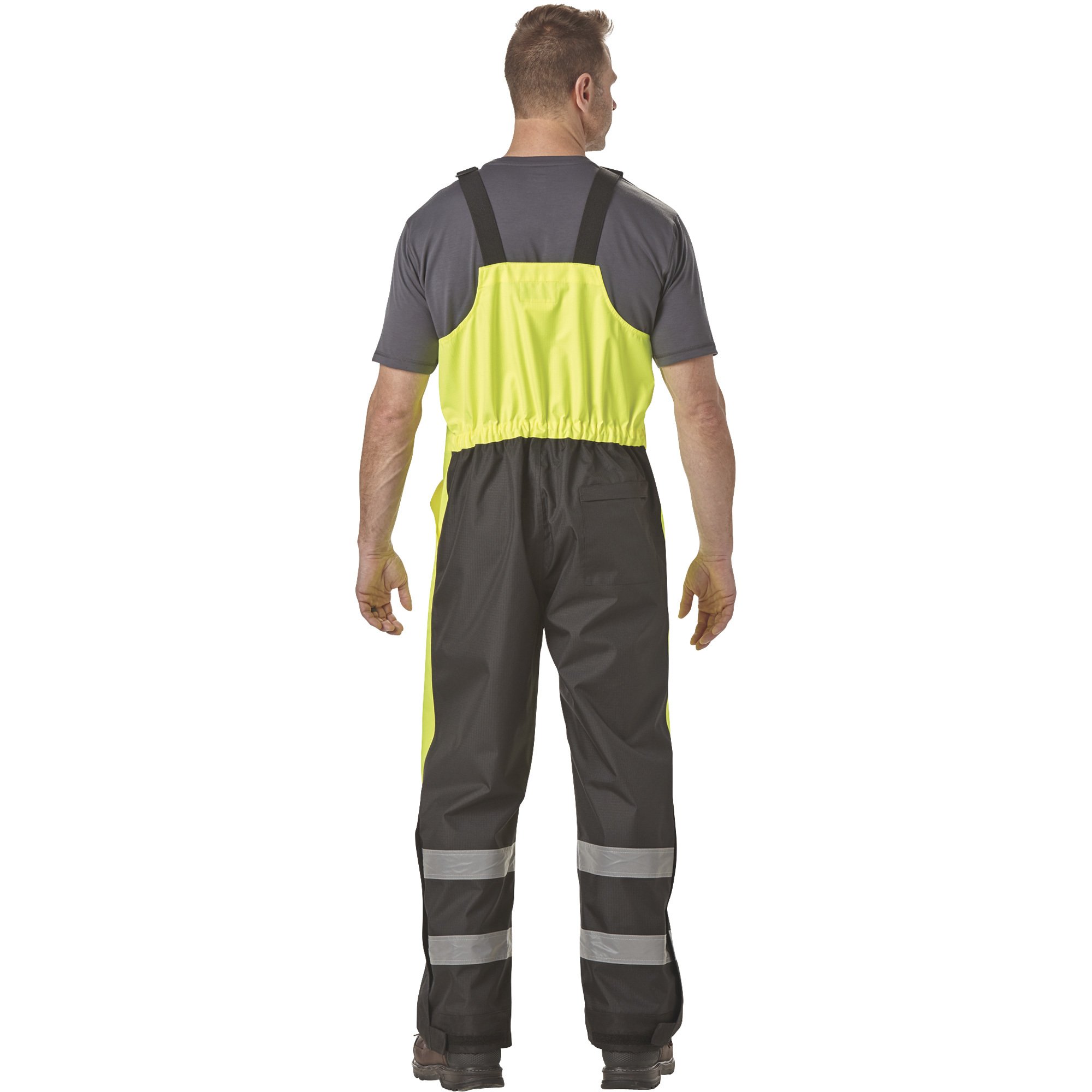 Gravel Gear HV Men's Class E High Visibility Rain Bibs with 2in.  High-Performance Reflective Material — Lime